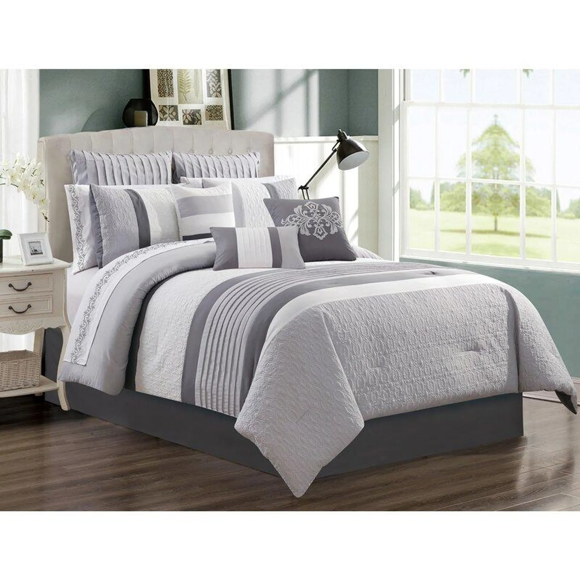 Wov Ring Stitch Striped Comforter Set