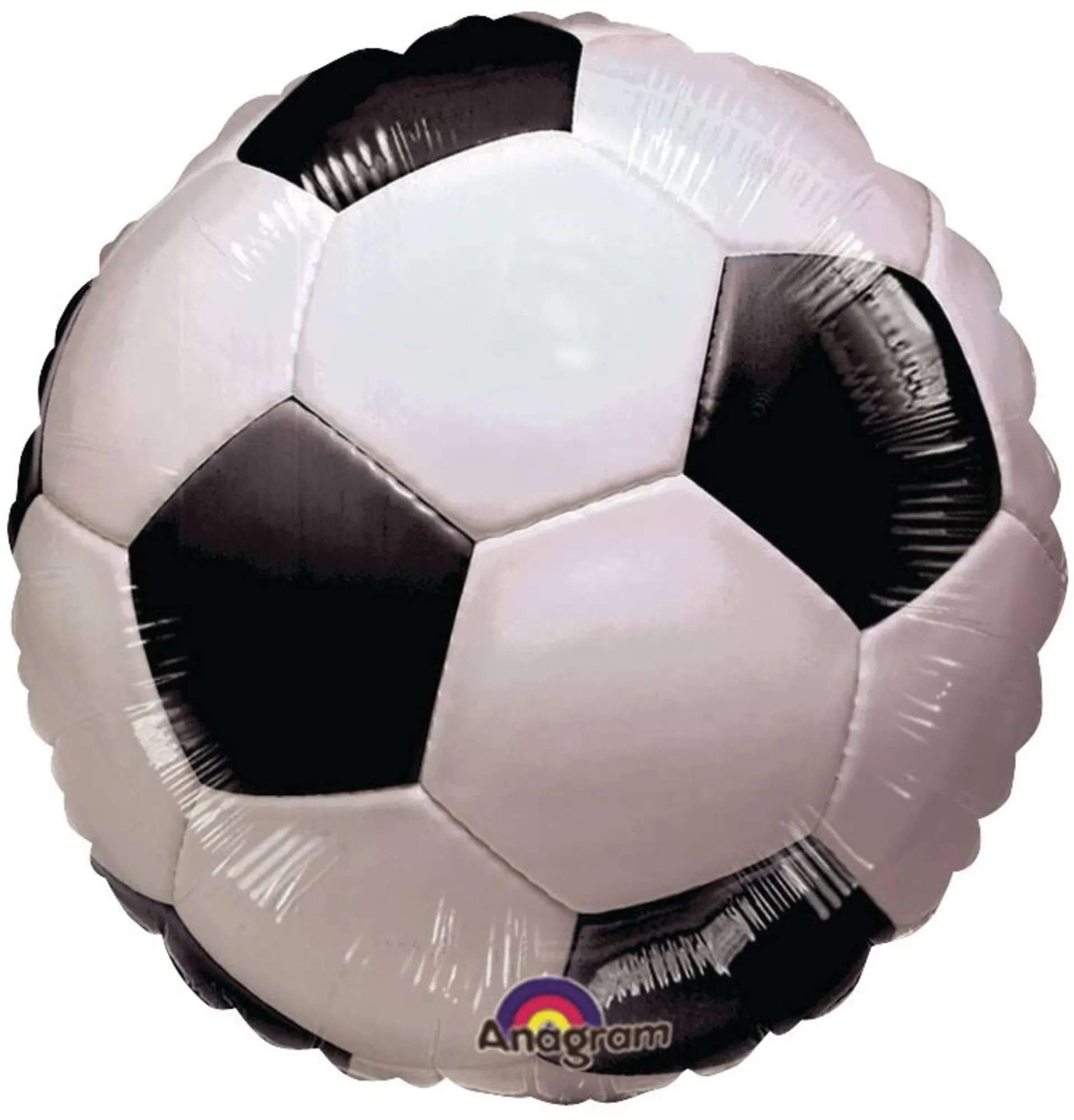 Soccer Ball Satin Foil Balloon, White/Black, 18-in, Helium Inflation & Ribbon Included for Sports Party