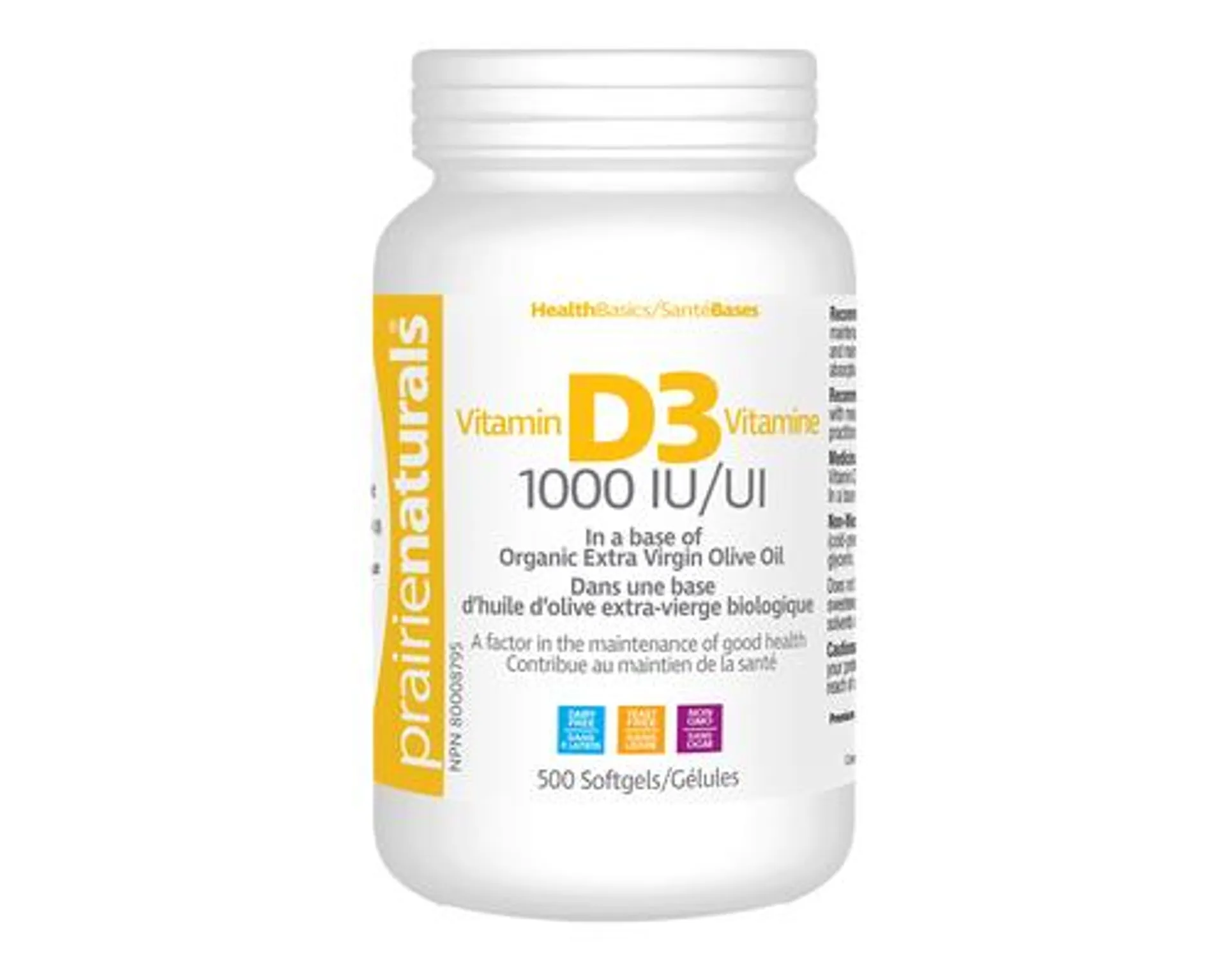 Prairie Naturals Vitamin D3 1000 IU 500 Softgels