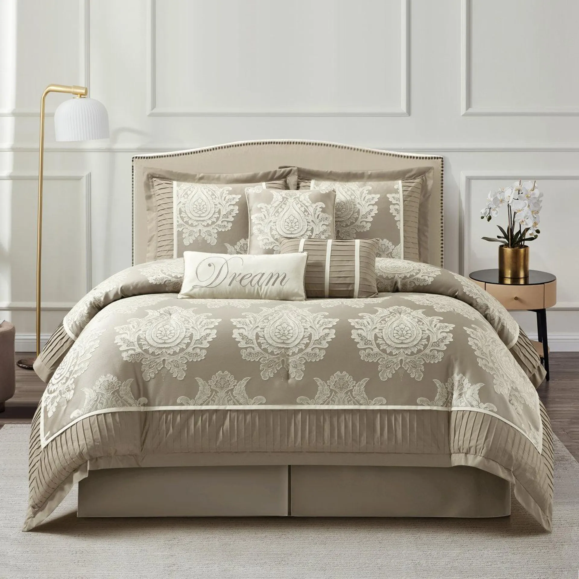 Therese 7 Piece Traditional Damask Comforter Set