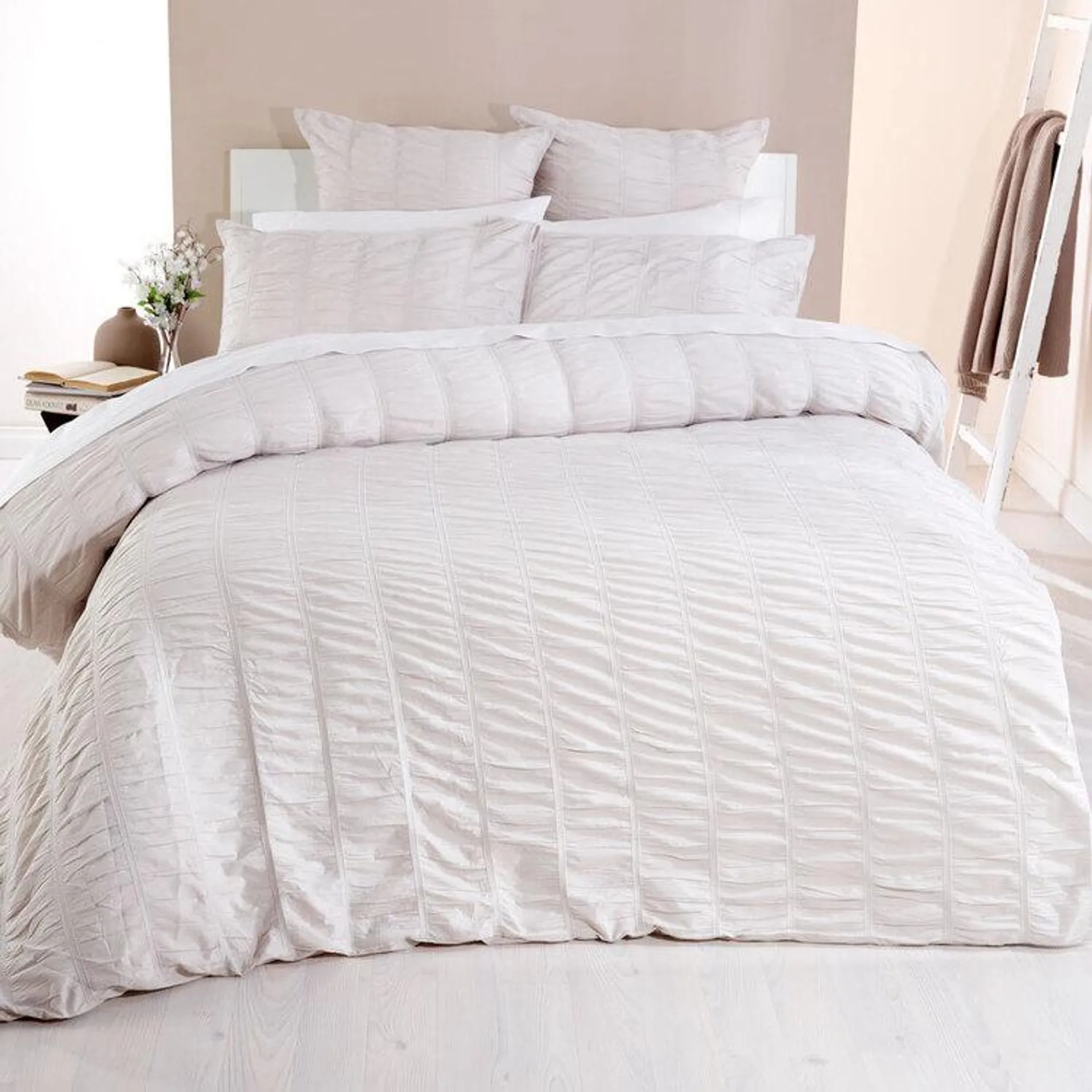 KOO Bella Ruched Quilt Cover Set White