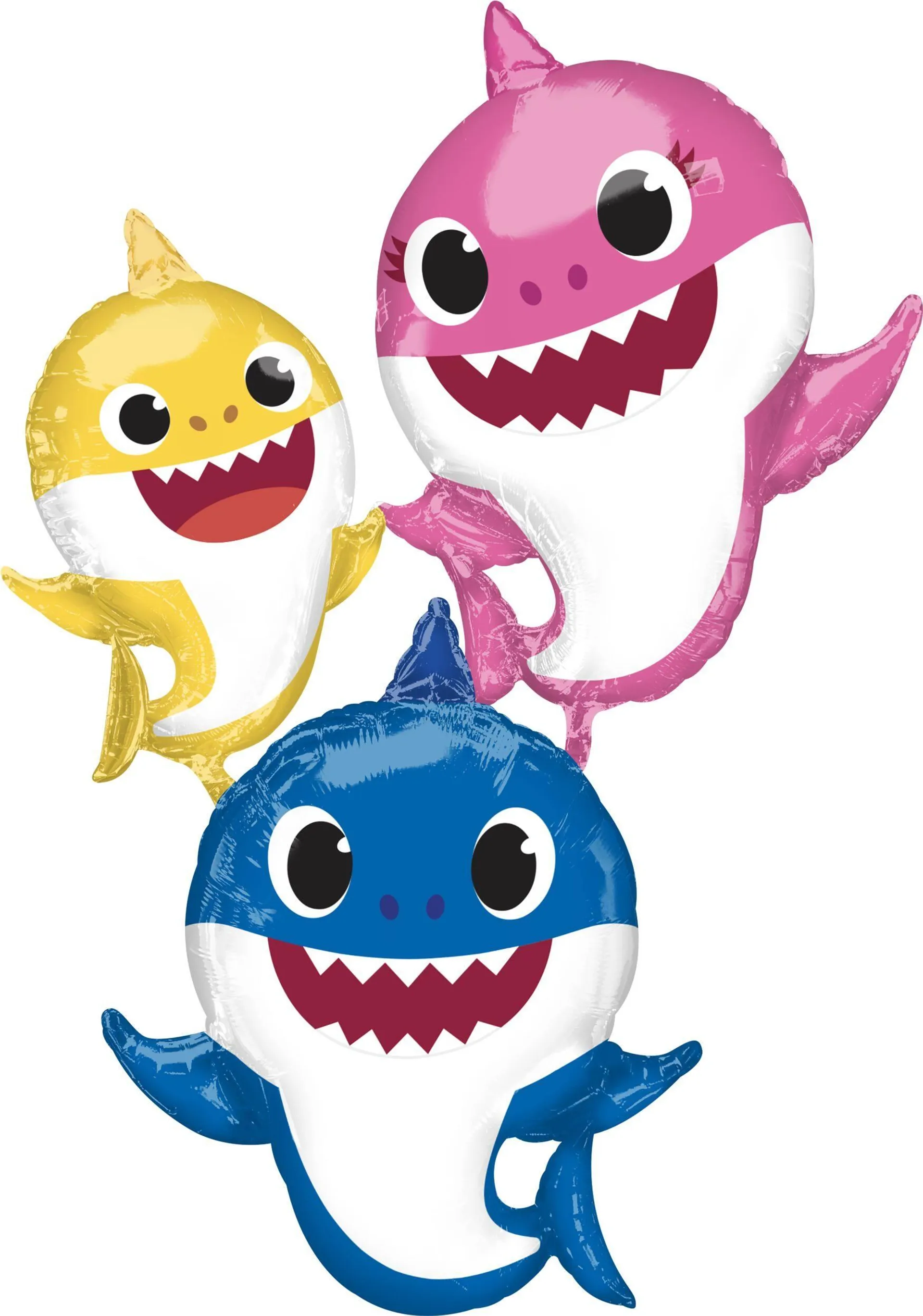 Baby Shark Satin Giant Gliding Air-Walker Foil Balloon, Yellow/Pink/Blue, 66-in, Helium Inflation & Ribbon Included for Birthday Party