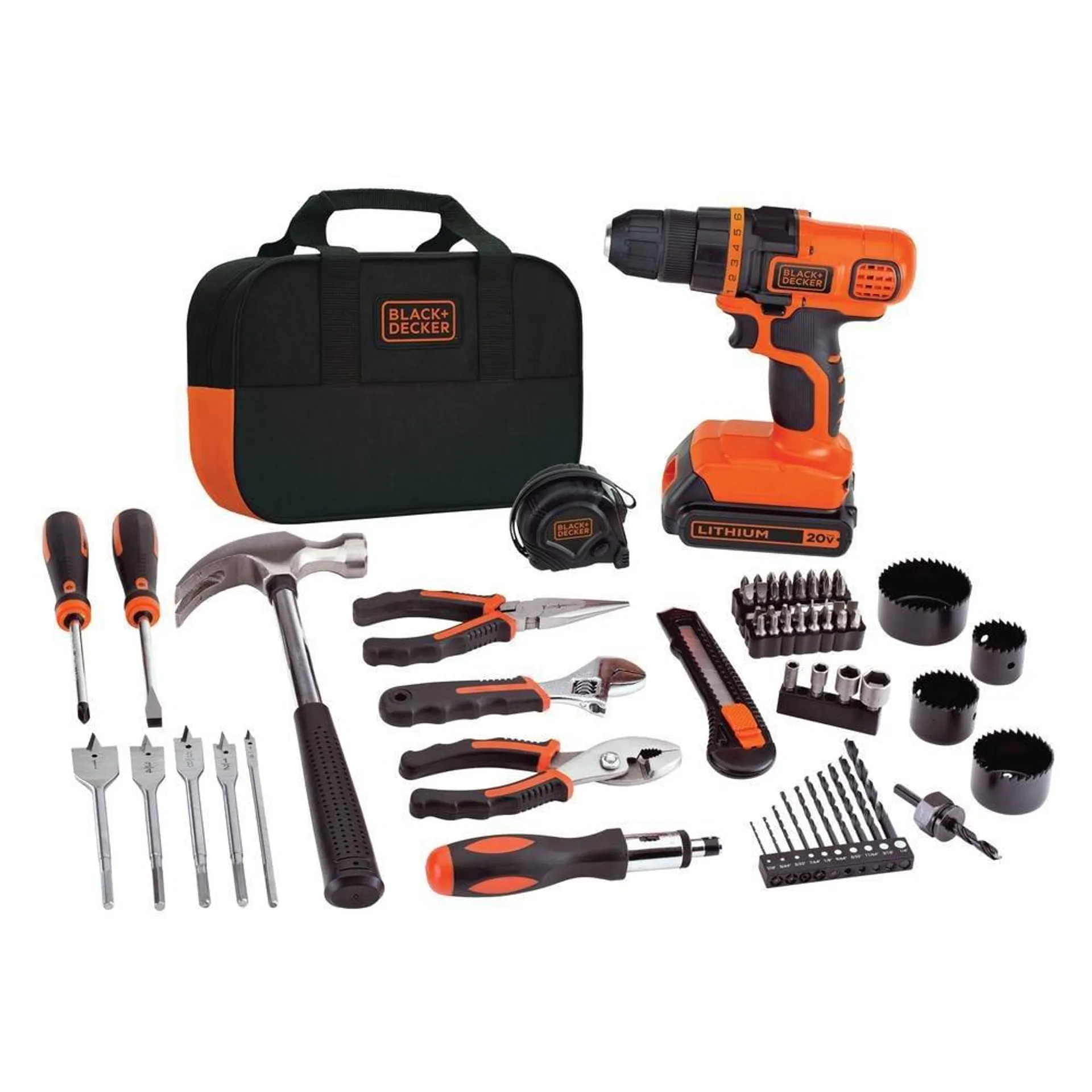 20V MAX Lithium-Ion Cordless Drill and Project Kit with 1.5Ah Battery, Charger and Bag