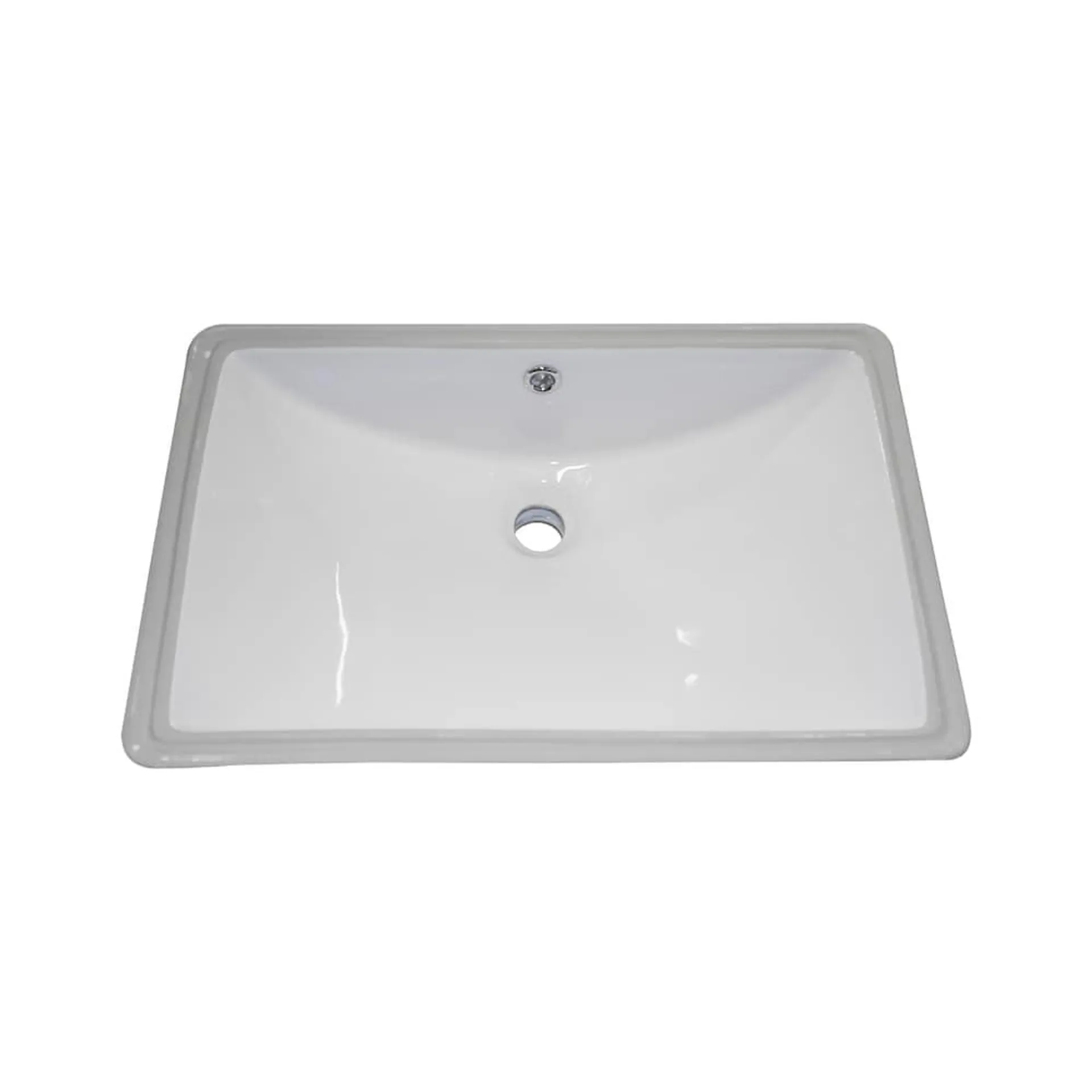 Ceramic 22 inch x 14 inch Square Undermount Basin in Gloss White