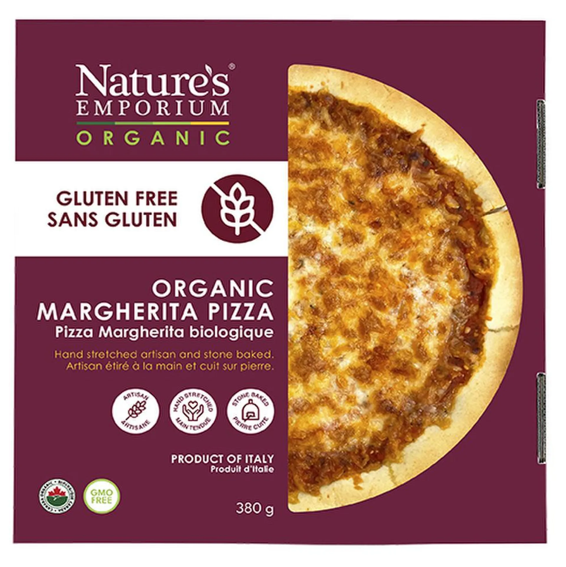 Natures Emporium Organic Gluten Free Artisan Margherita Pizza 380