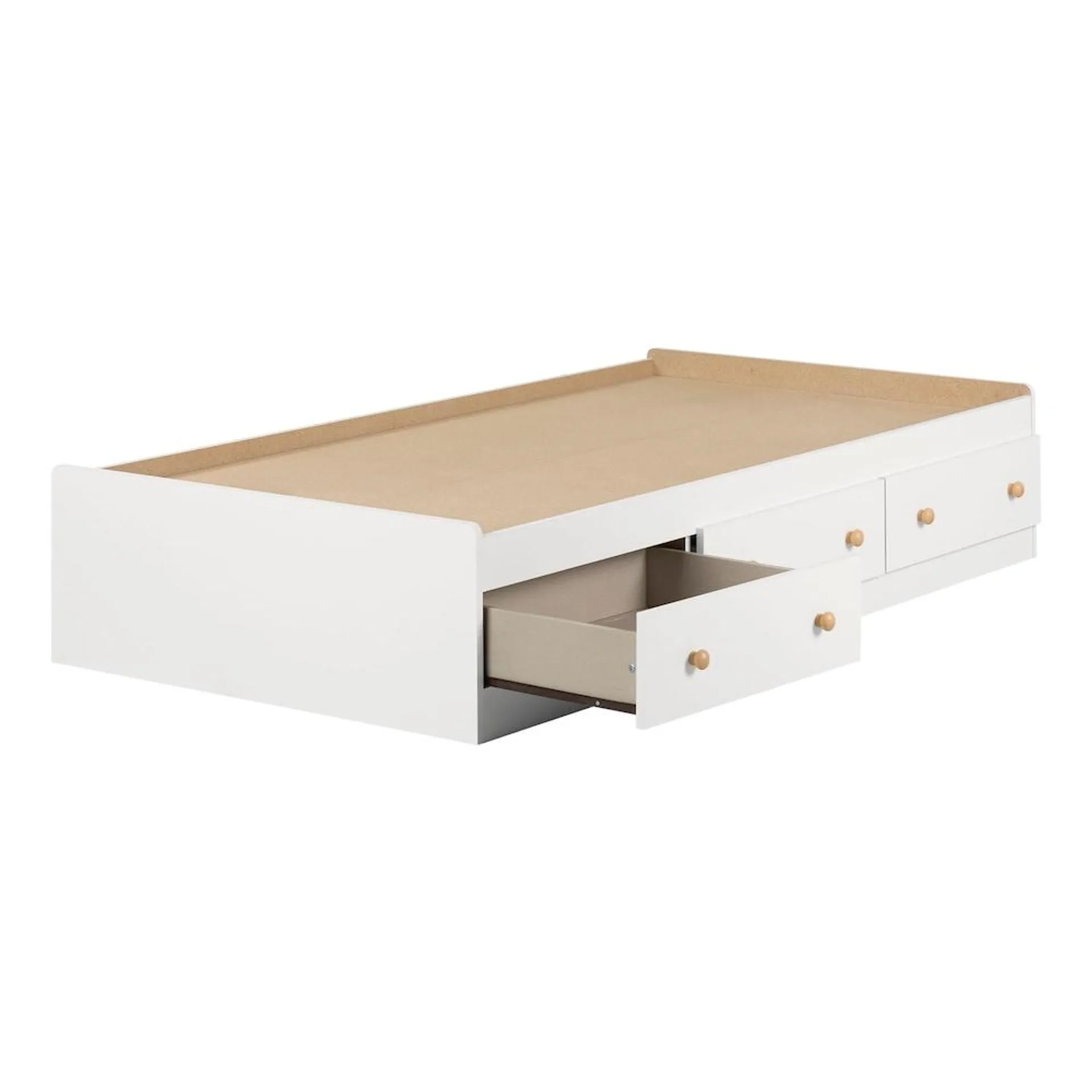 Summertime 40.5 in. x 76.5 in. x 14.75 in. Twin Mates Bed with 3 Drawers in Pure White