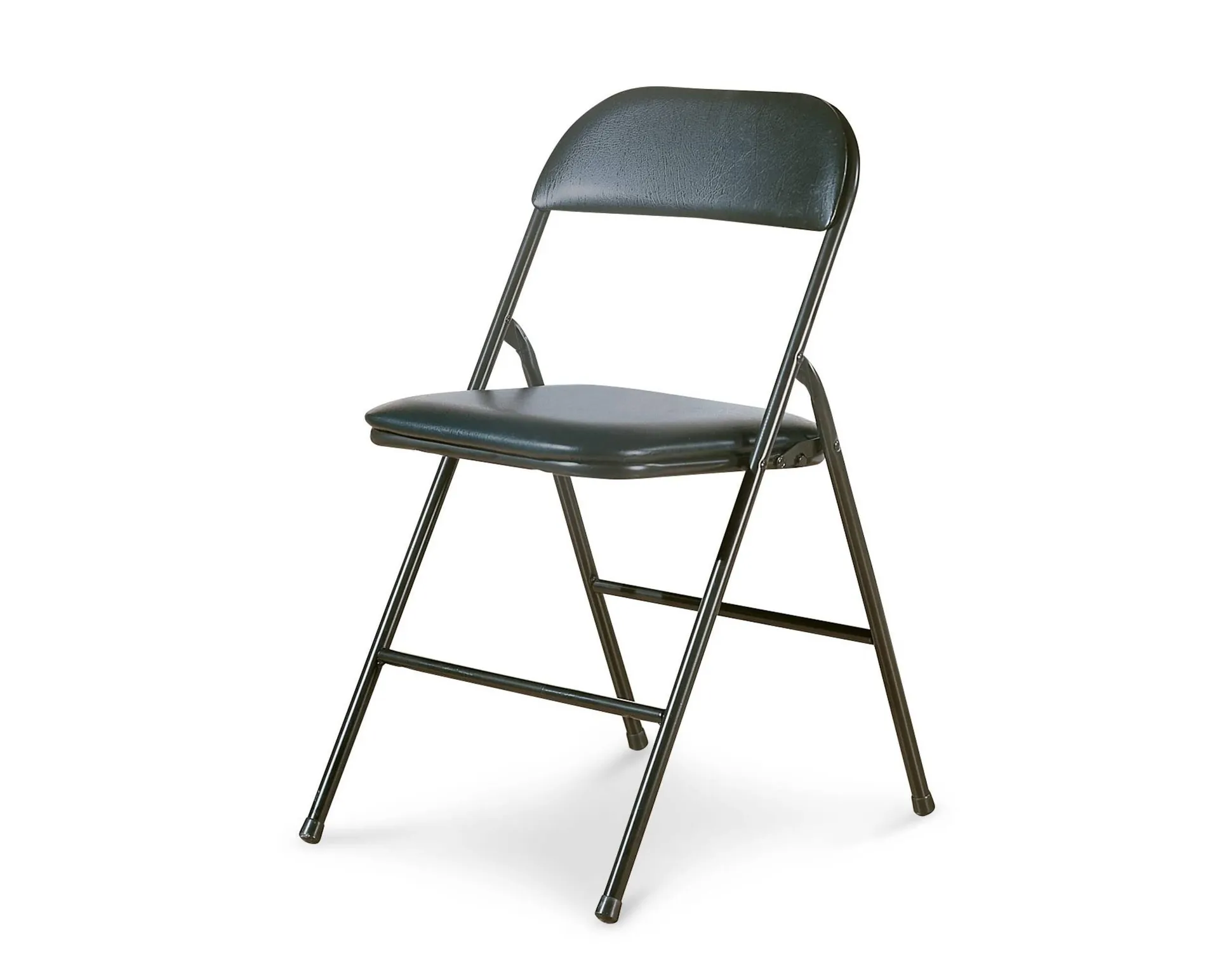 For Living Portable Vinyl Upholstered & Padded Metal Folding Chair, Black