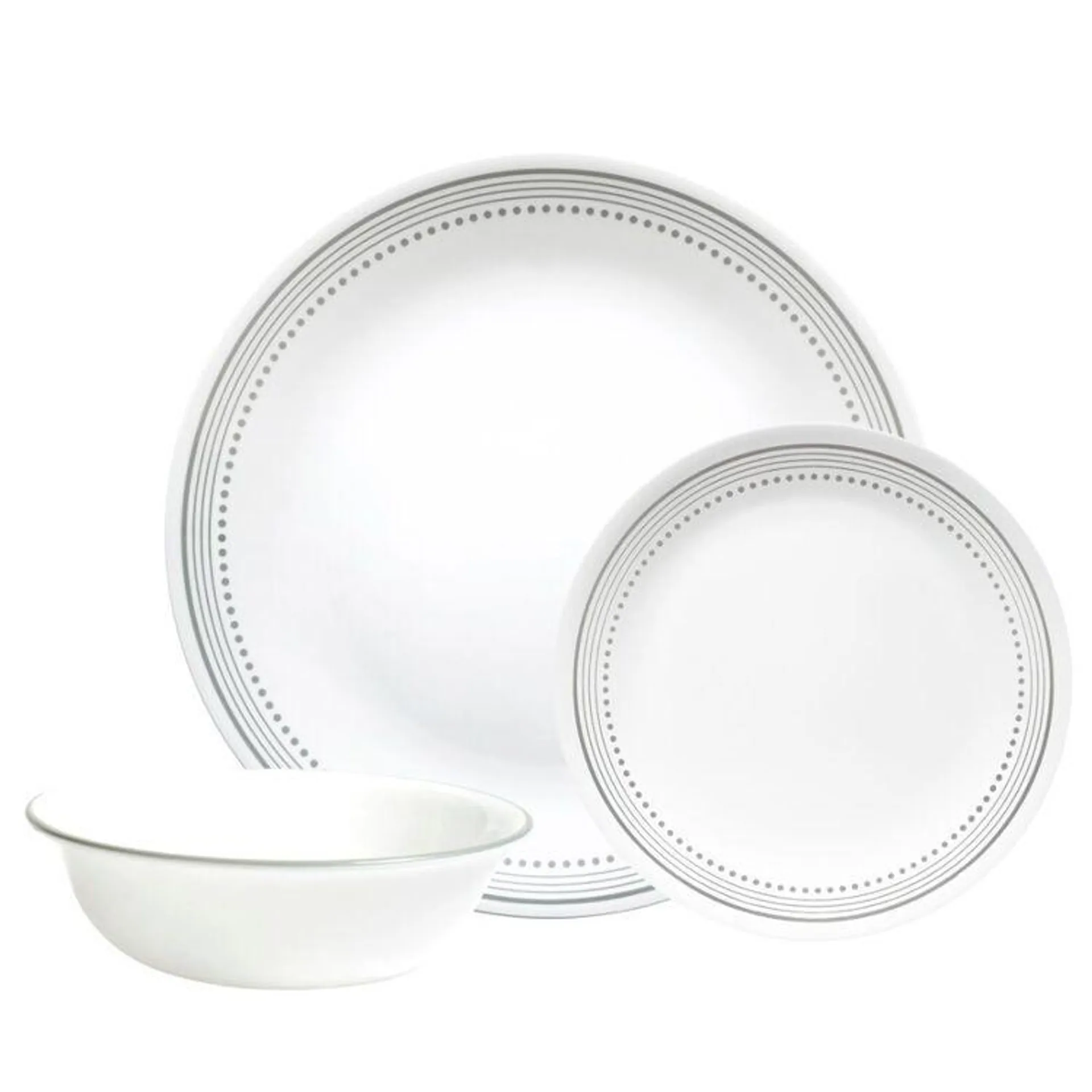 Corelle Mystic Grey Dinner Set 12 Piece Set Grey & White