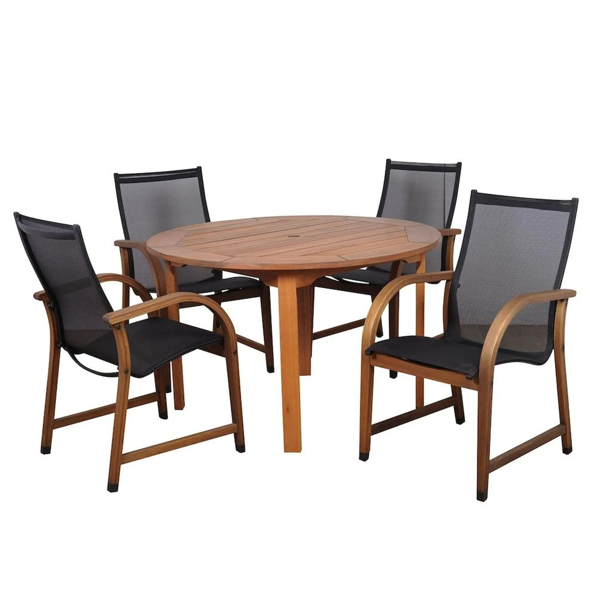 Bahamas Eucalyptus Wood 5-Piece Round Patio Dining Set