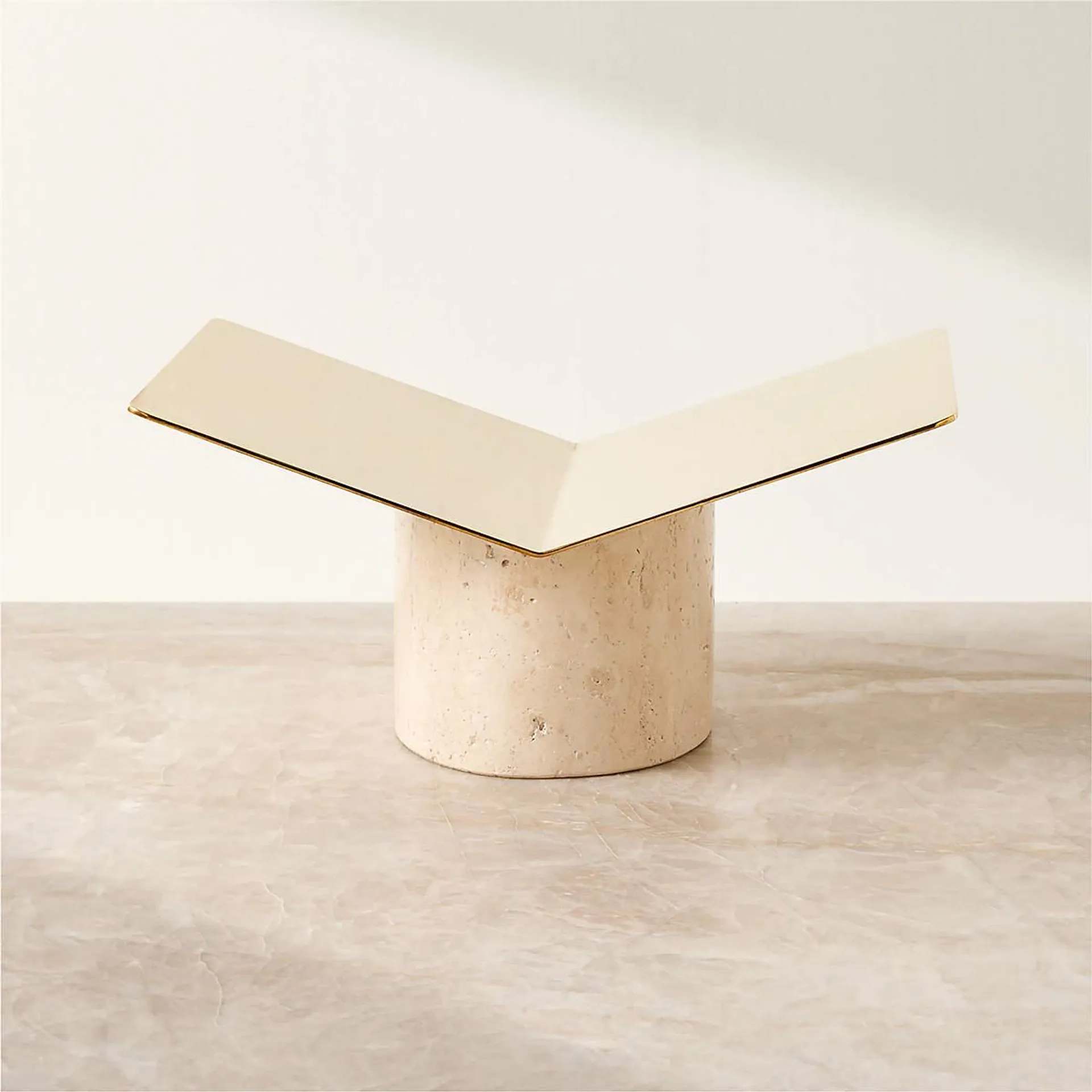 Aimes Brass and Travertine Bookstand