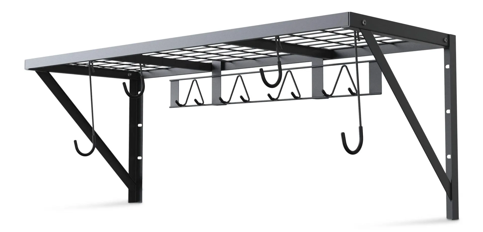 Mastercraft Gear Rack Storage Organization System with Hooks, Black, 48-in