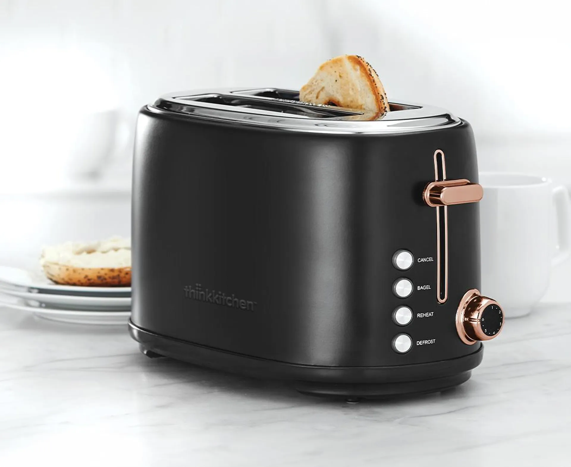 thinkkitchen Slim 2-Slice Toaster, Black