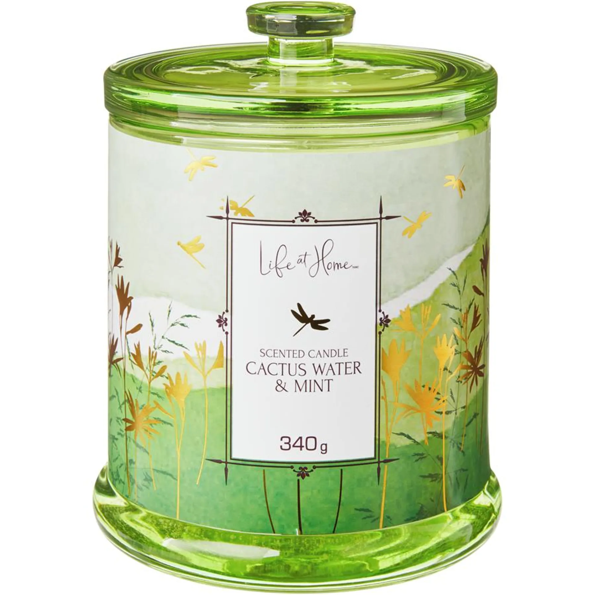 Cactus Water and Mint Scented Candle with Lid