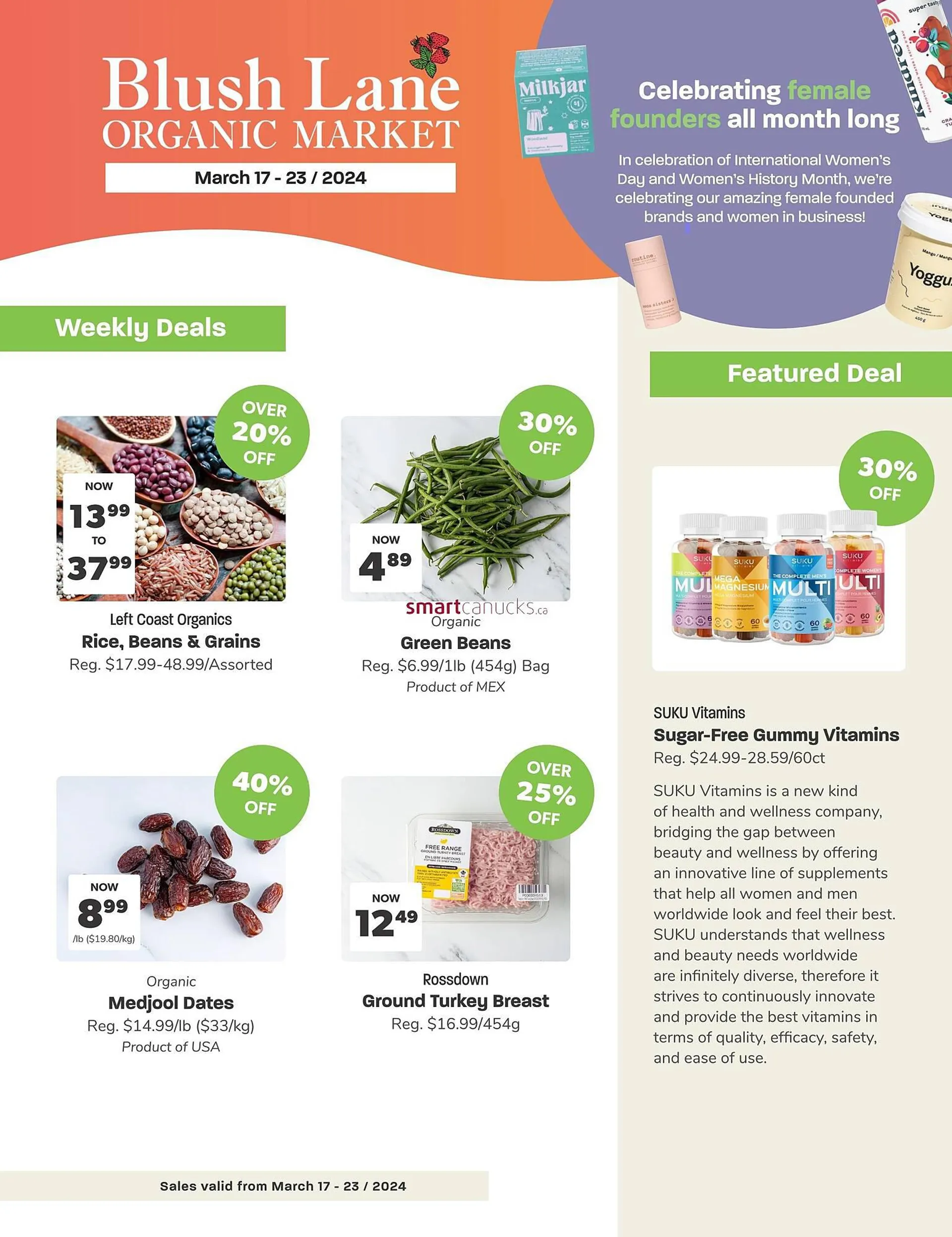 Blush Lane Organics flyer from March 17 to March 23 2024 - flyer page 1