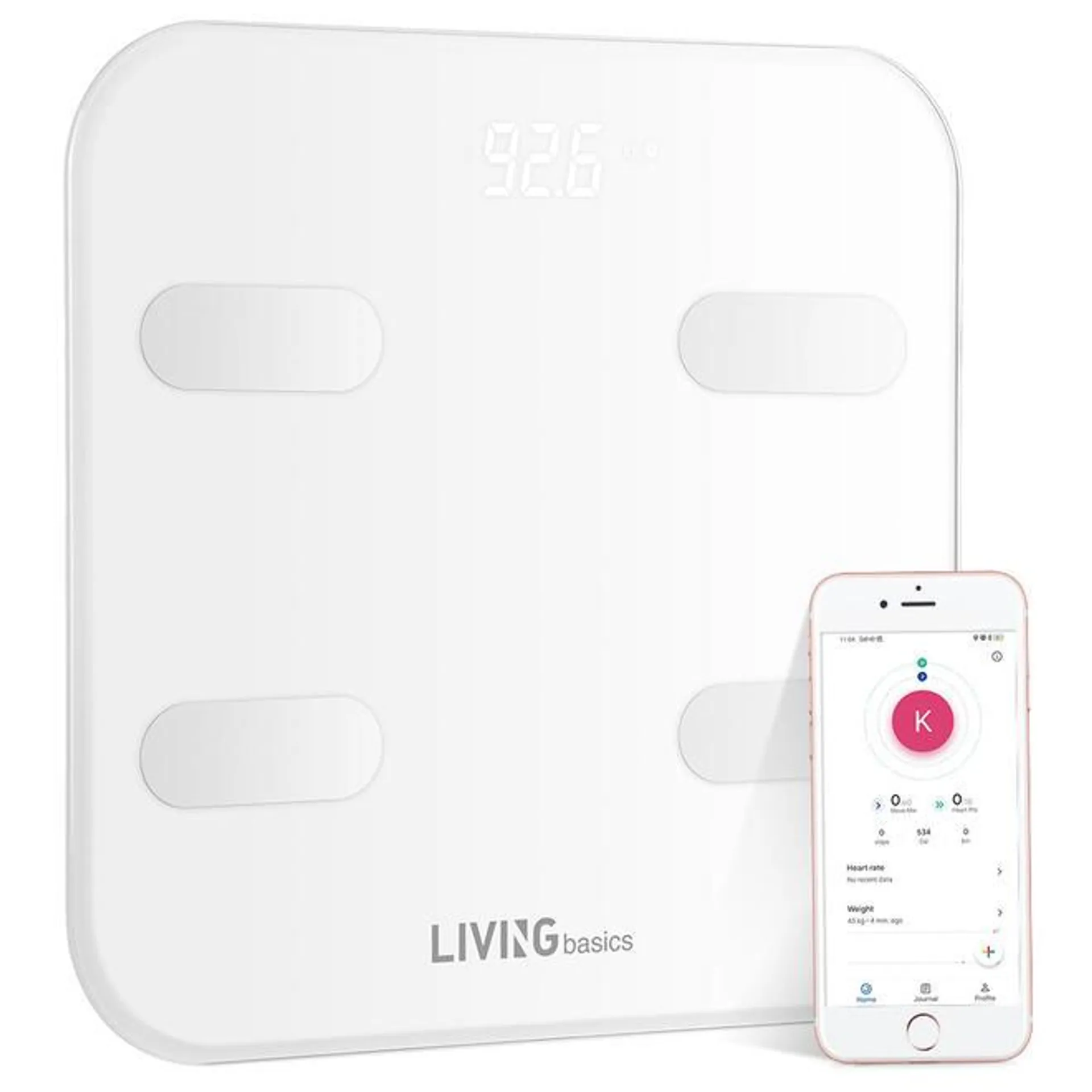 Bluetooth Body Fat Scale Smart BMI Wireless Digital Bathroom Scale - LIVINGbasics®