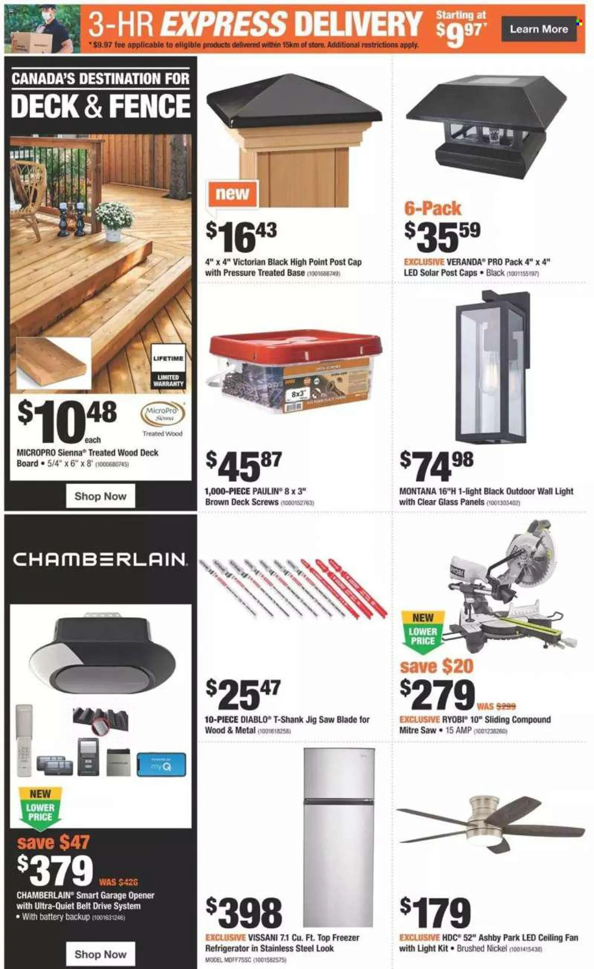The Home Depot Flyer - August 04, 2022 - August 10, 2022 - Sales products - plate, freezer, refrigerator, ceiling fan, Ryobi, saw, jig saw. Page 3.