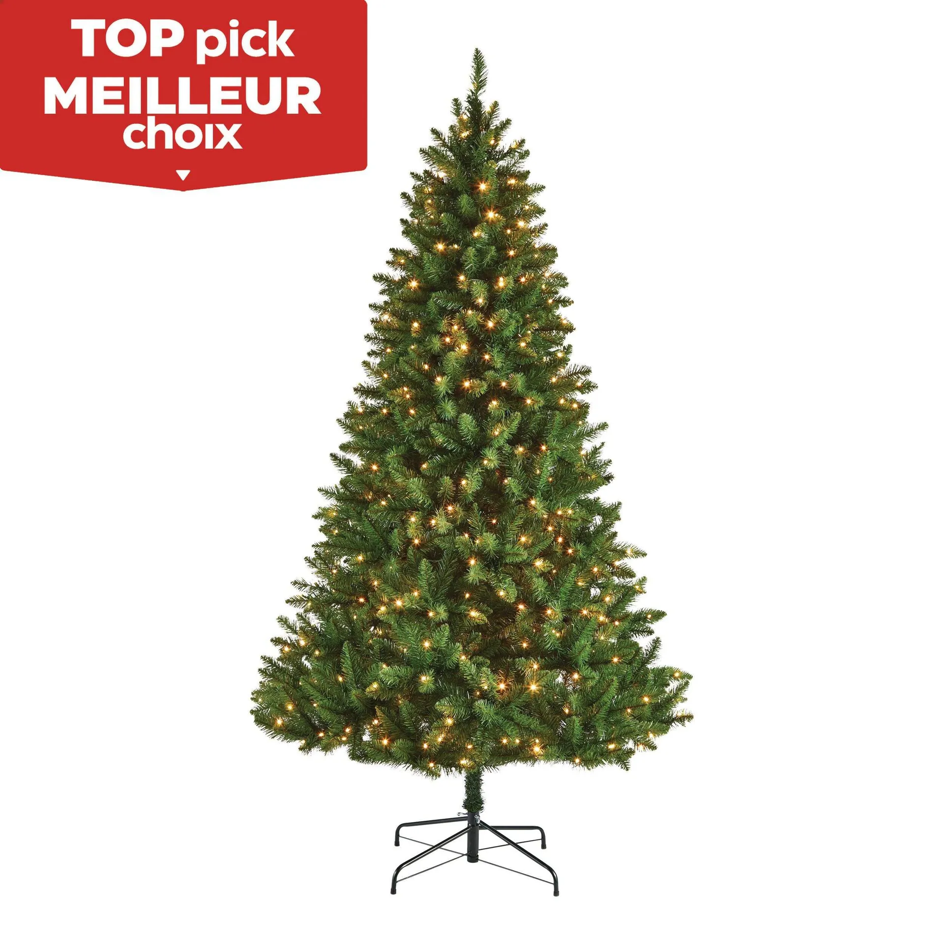 NOMA Pre-Lit Dresden Christmas Tree with Tree Stand, 450 Colour-Changing LED Lights, 7-ft