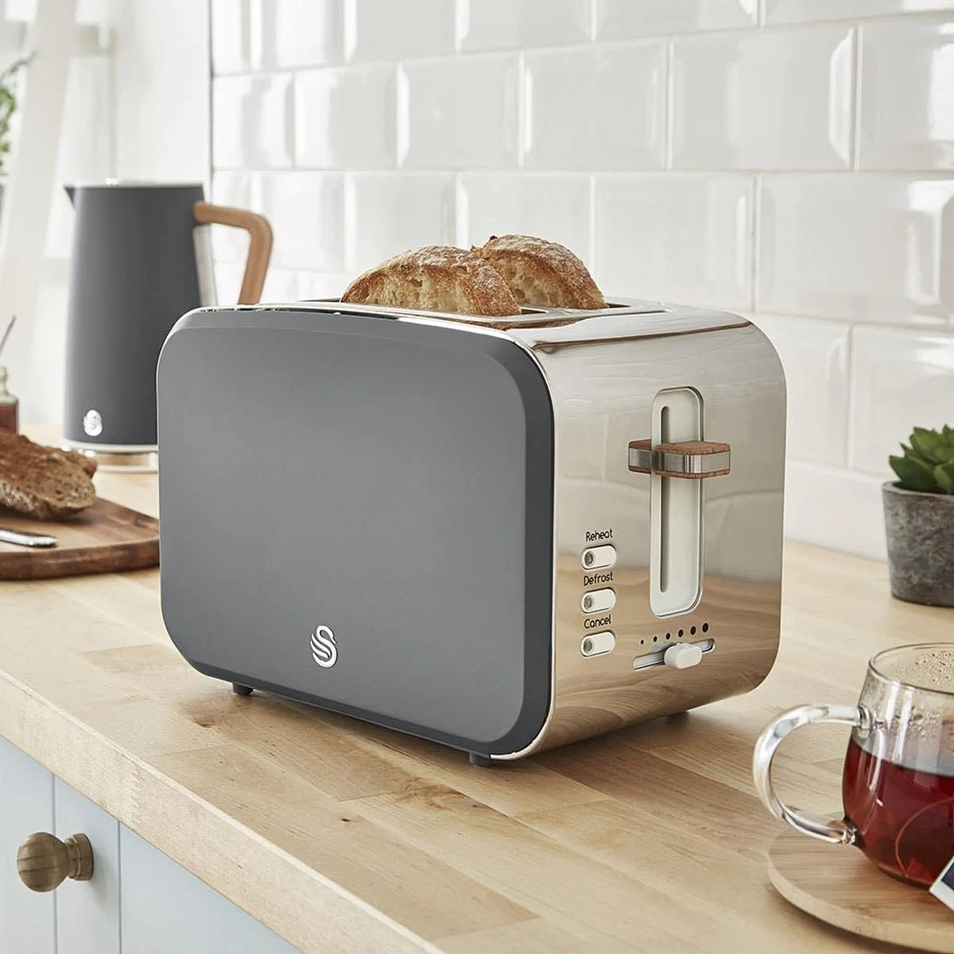 Swan Nordic Toaster 2-Slice (Grey/Stainless Steel)