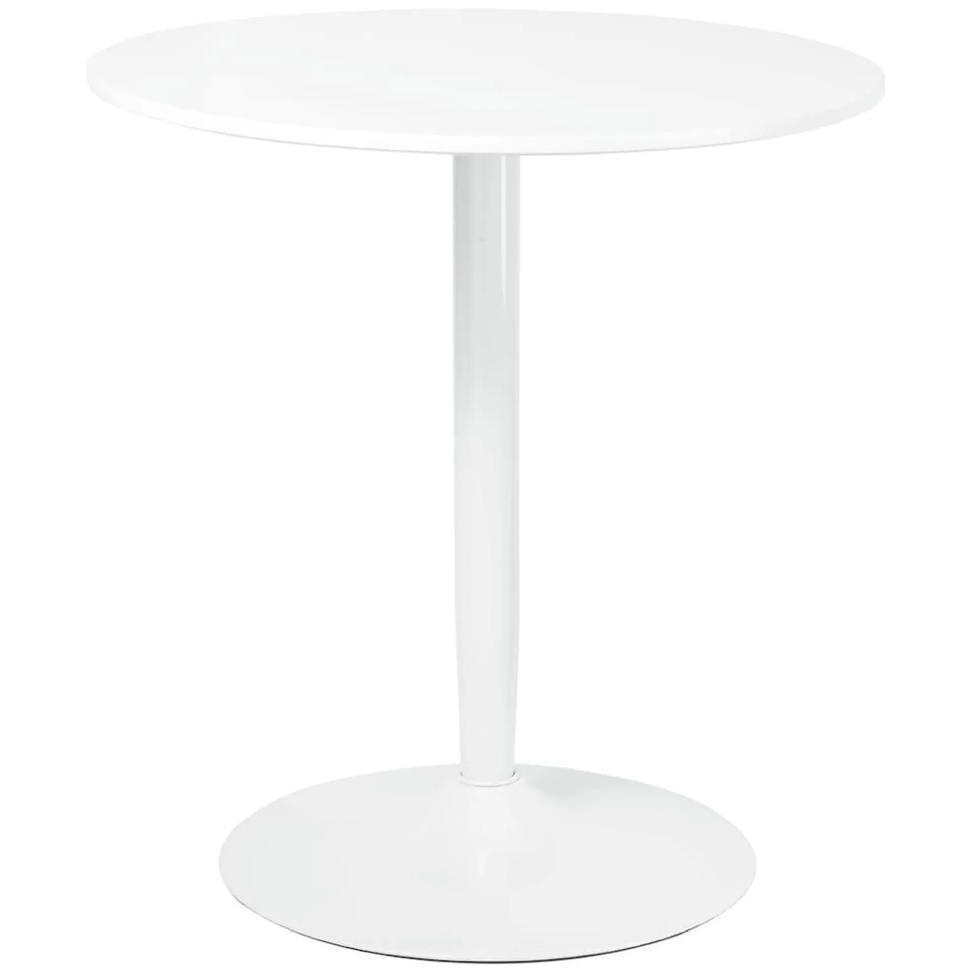 27.6-inch H Round Dining Table, Modern Kitchen Table with Steel Base White