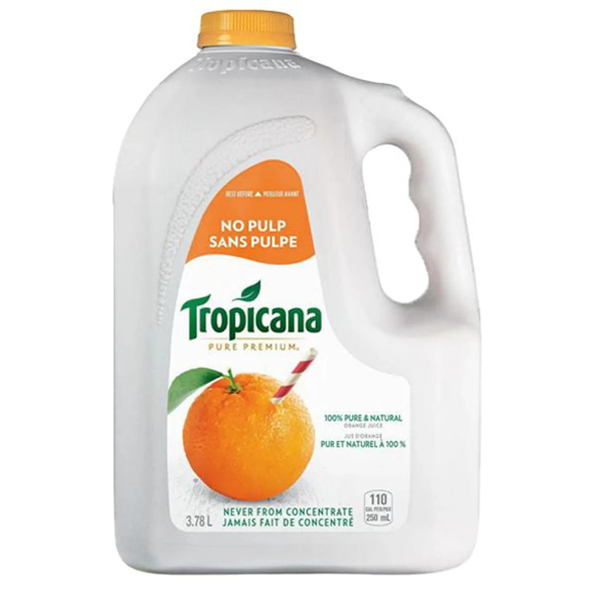 Tropicana 100 % Pure Orange Juice-No Pulp 3.78L
