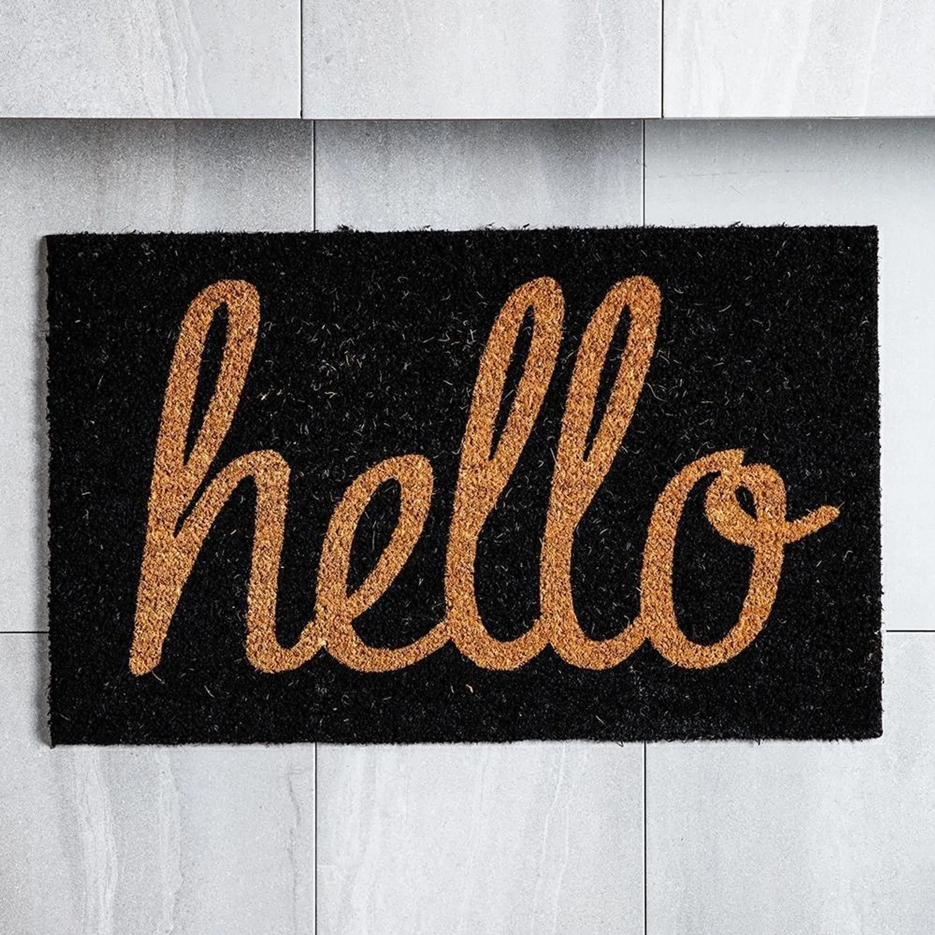 KSP Casual 'Hello' Coir Doormat (Black)