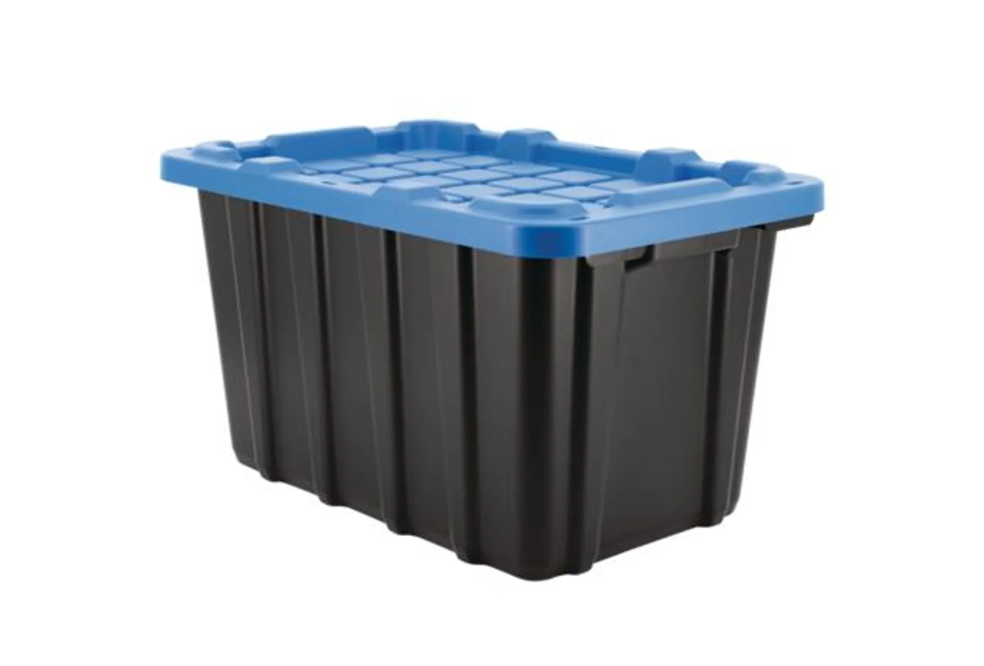 Mastercraft Heavy Duty Stackable Storage Box with Lid, 45-L, Black/Blue