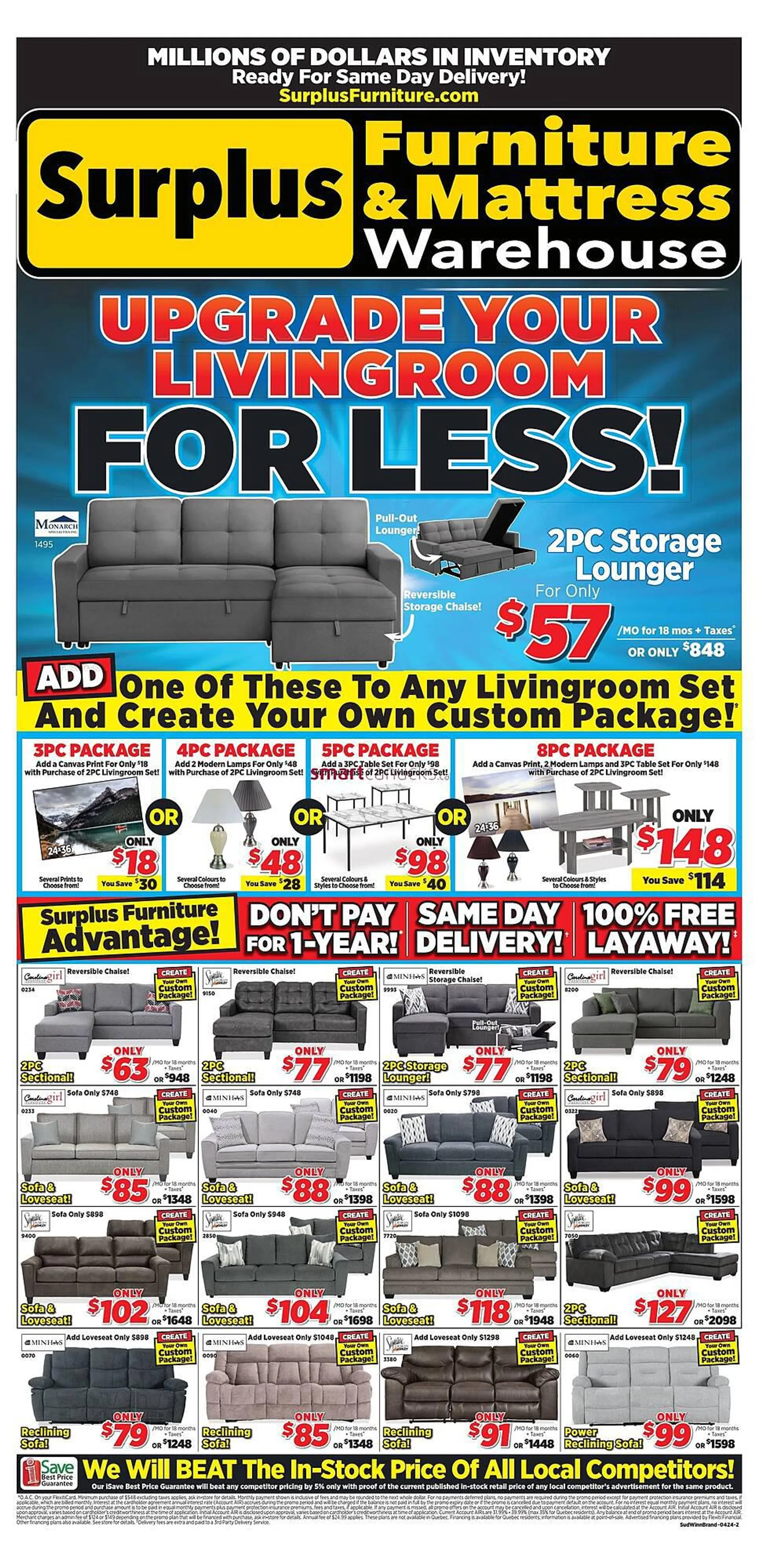 Surplus Furniture flyer from April 8 to April 14 2024 - flyer page 1