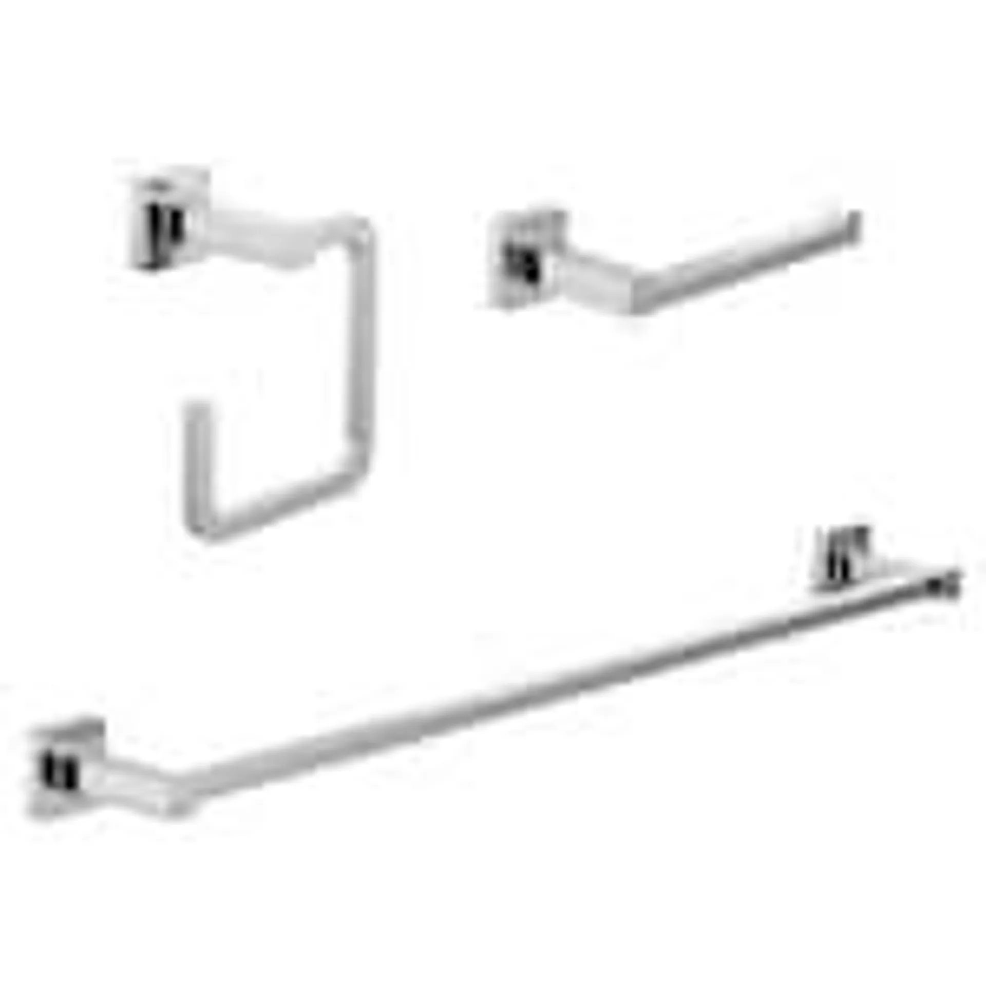 Bolt 3-Piece Bathroom Accessory/Hardware Set with Toilet Paper Holder, Towel Ring, and 24-inch Towel Bar in Chrome