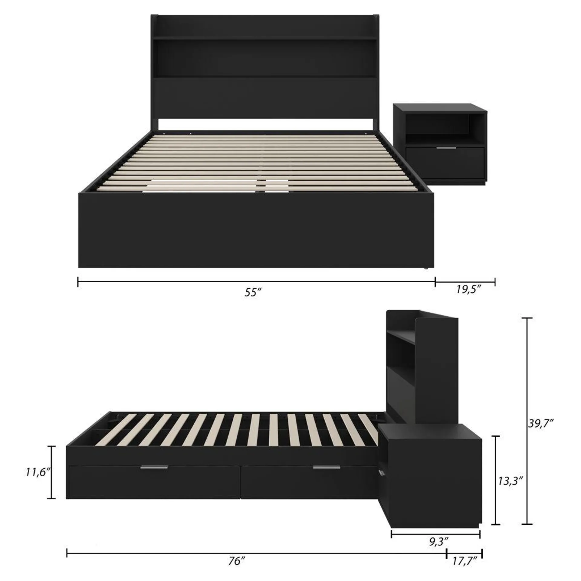 Mobilier de chambre à coucher Hunter - Double