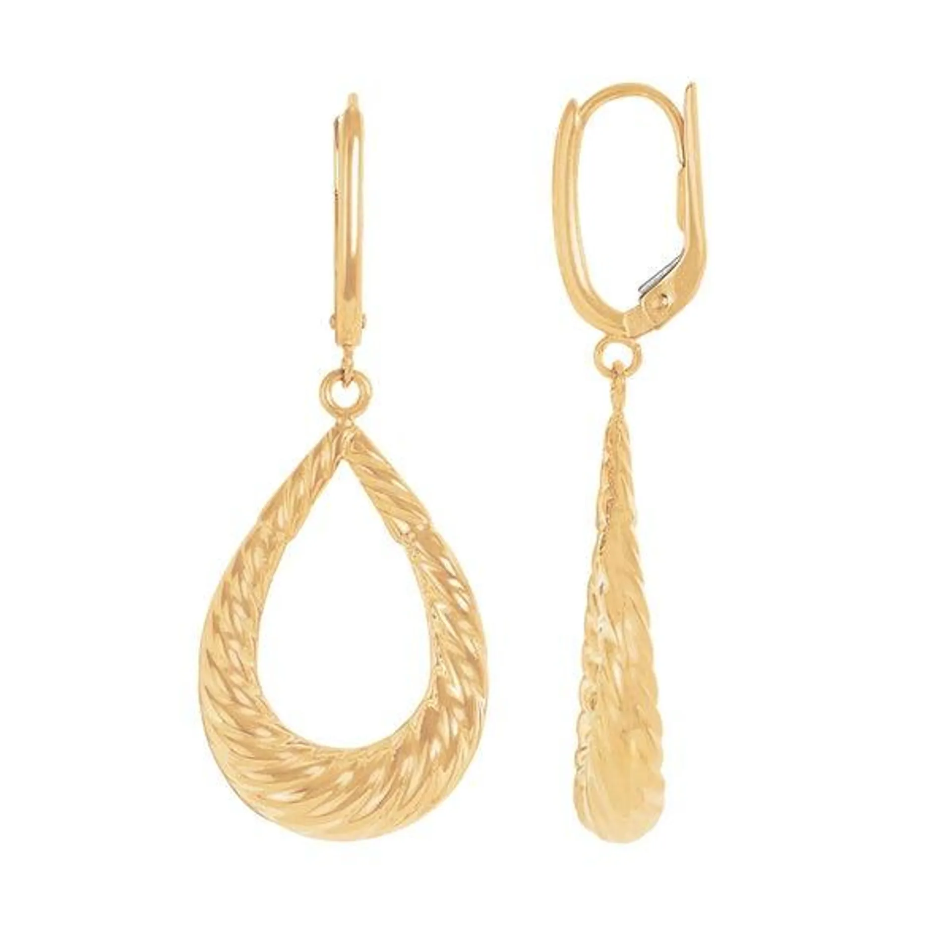 High Polish Graduated Teardrop Shield Earrings in 18kt Yellow Gold