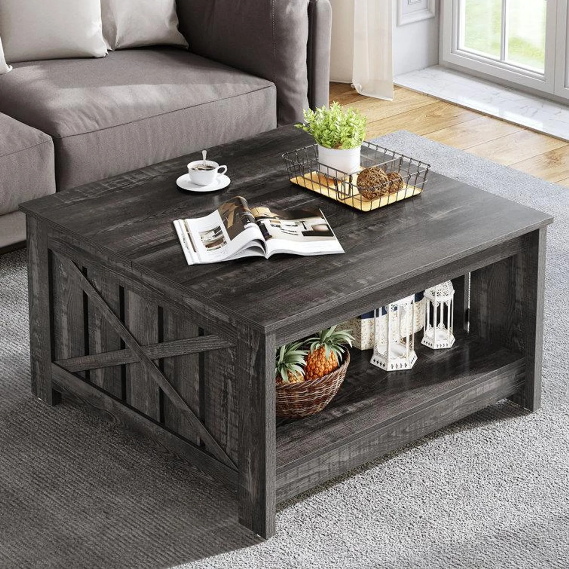 Vesely Farm House 4 Legs Coffee Table with Storage