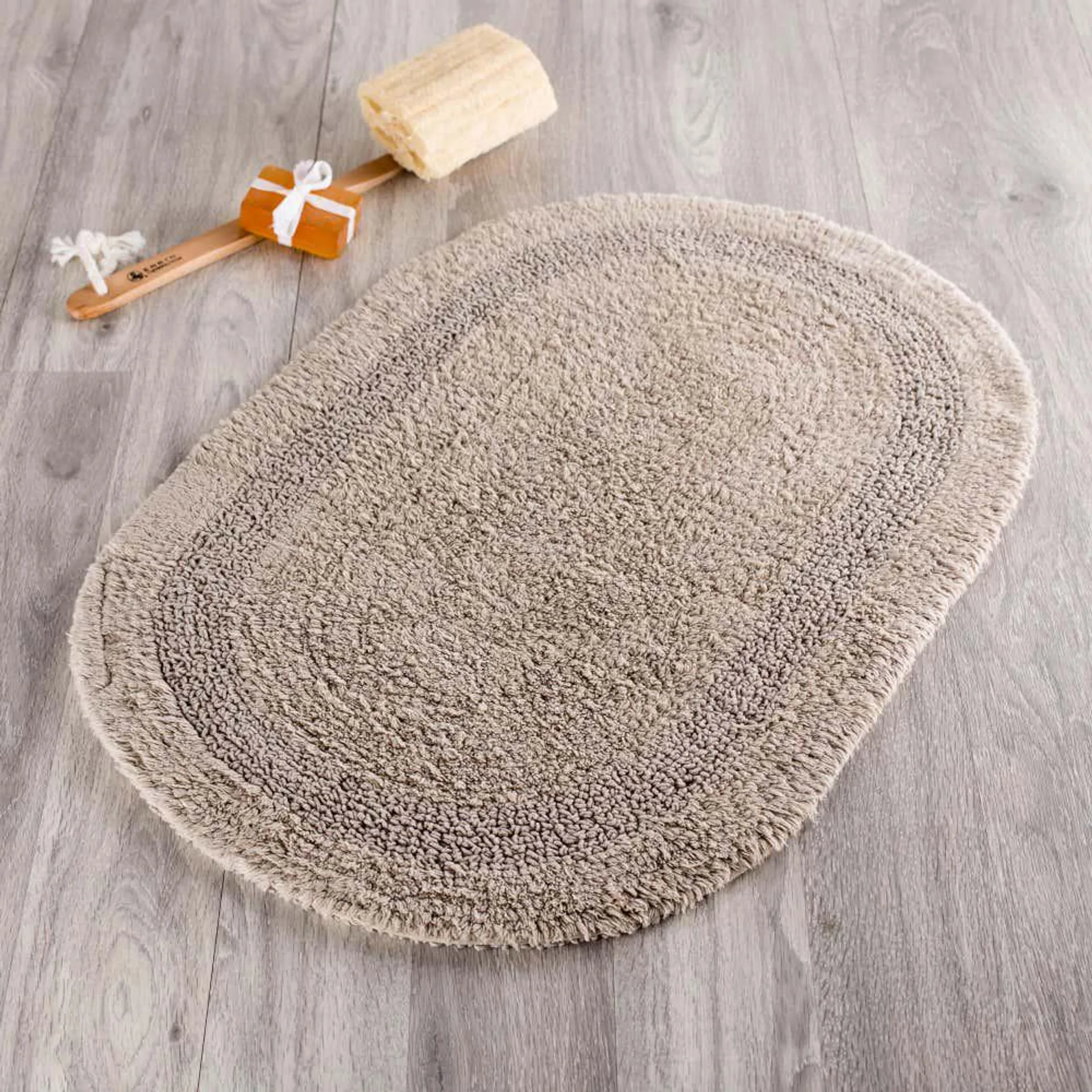 Moda At Home Serene Reversible Oval Cotton Bathmat (Taupe)