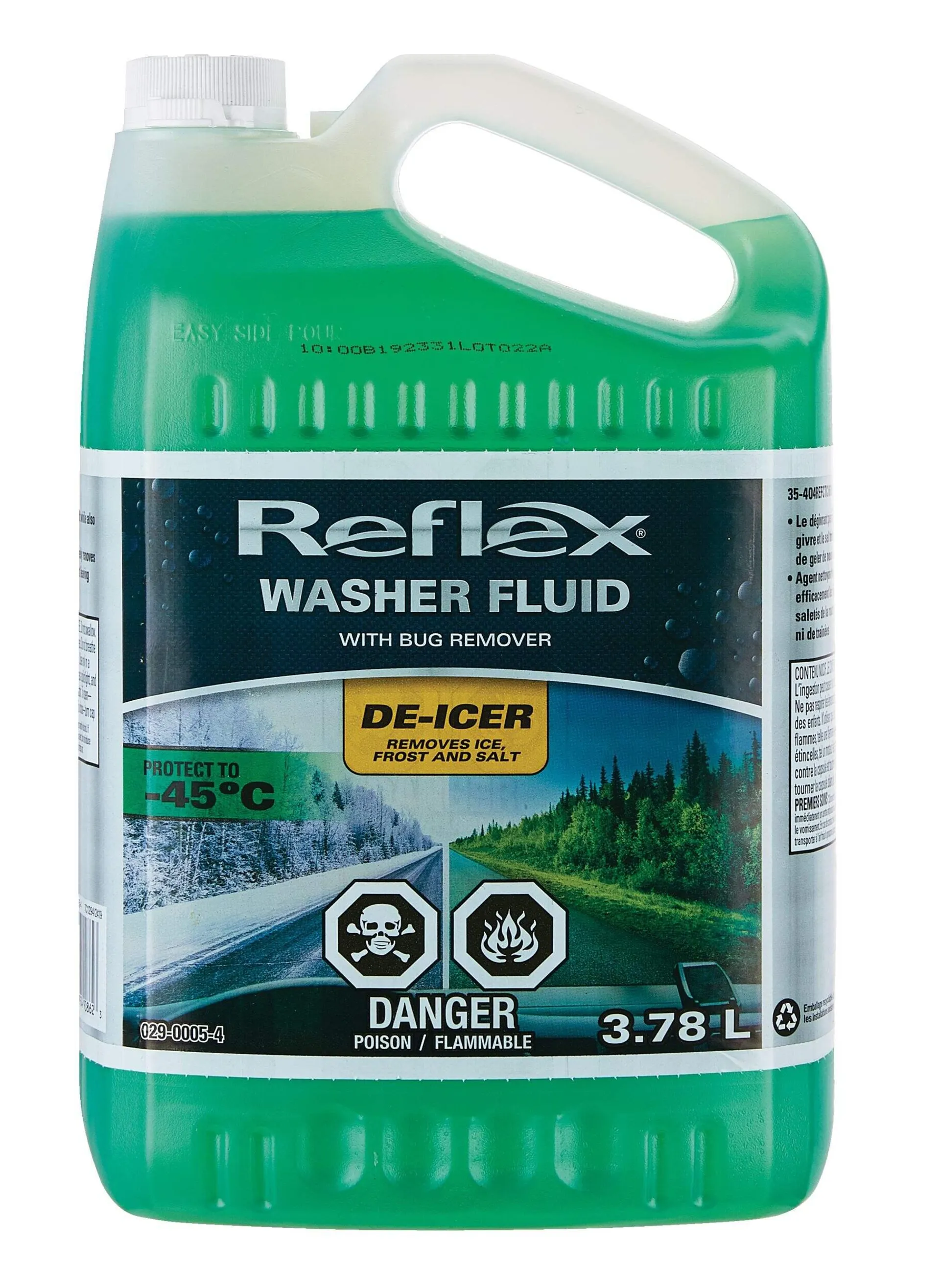 Reflex All Season Windshield Washer Fluid with Bug Remover & De-icer, -45°C, 3.78-L