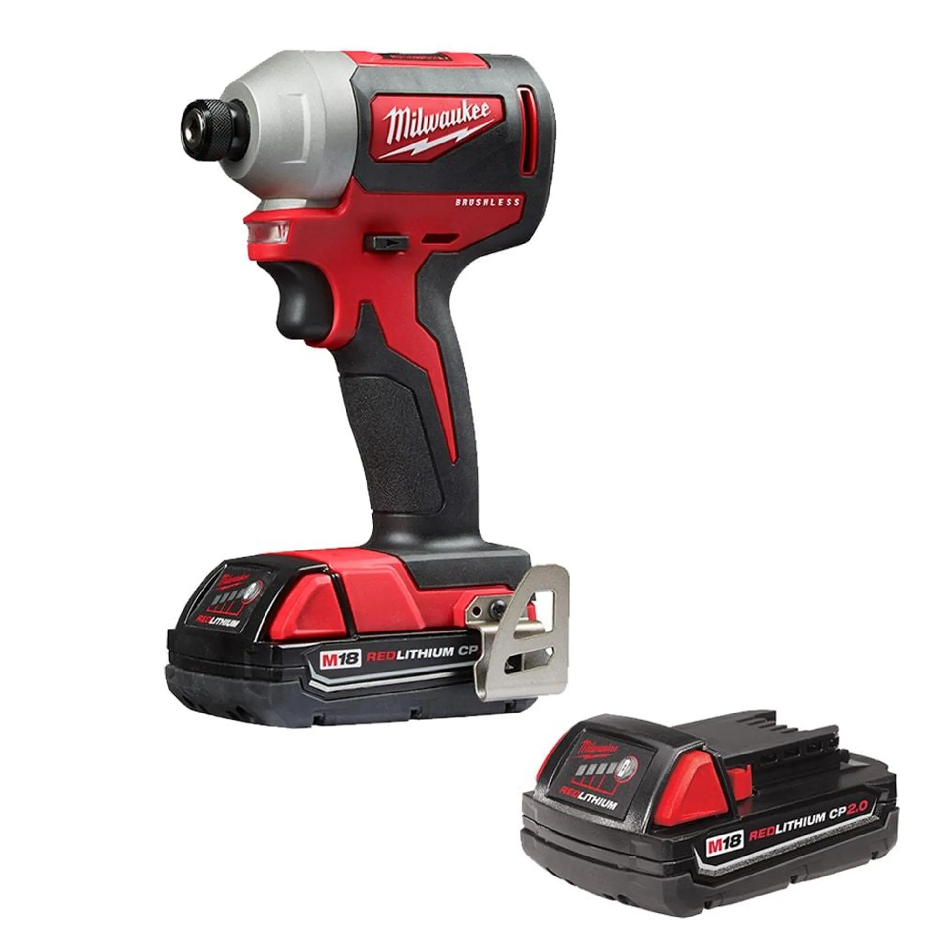 M18 18V Li-Ion Brushless Cordless 1/4inch Impact Driver Kit w/ 2) 2.0 Ah Batteries, Charger & Hard Case