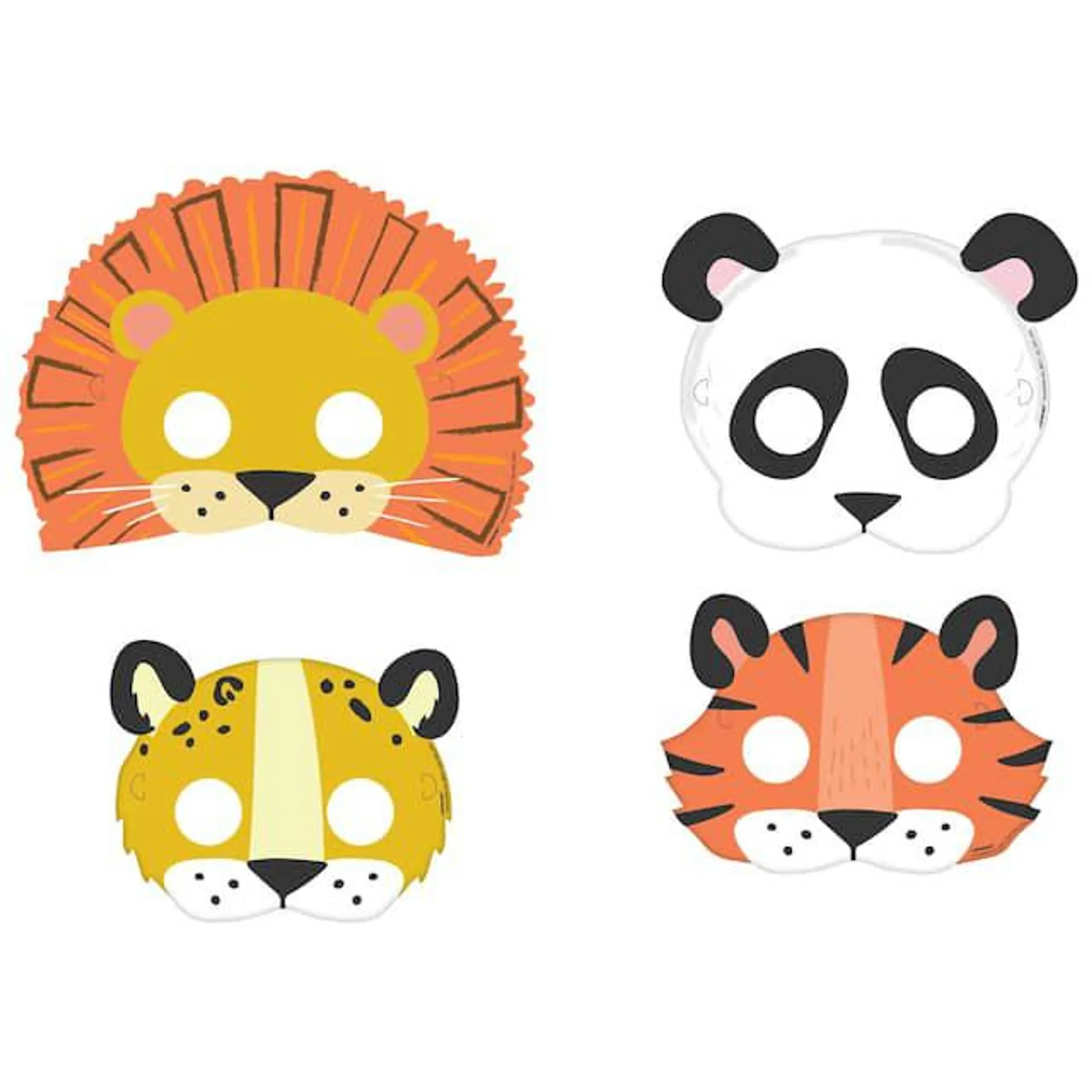 Get Wild Lion/Cheetah/Tiger/Panda Jungle Animal Masks, Multi-Coloured, One Size, Wearable Costume Accessory for Birthdays