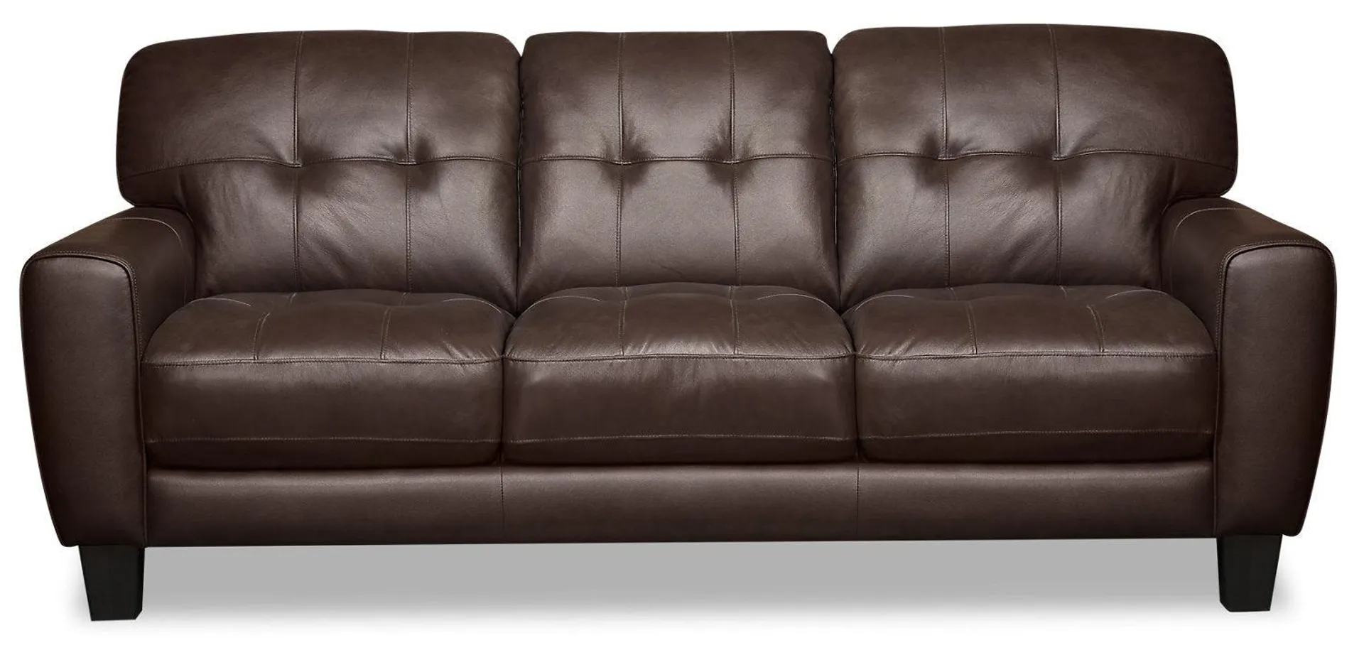 Curt 85" Brown Genuine Leather Sofa with Button Tufting