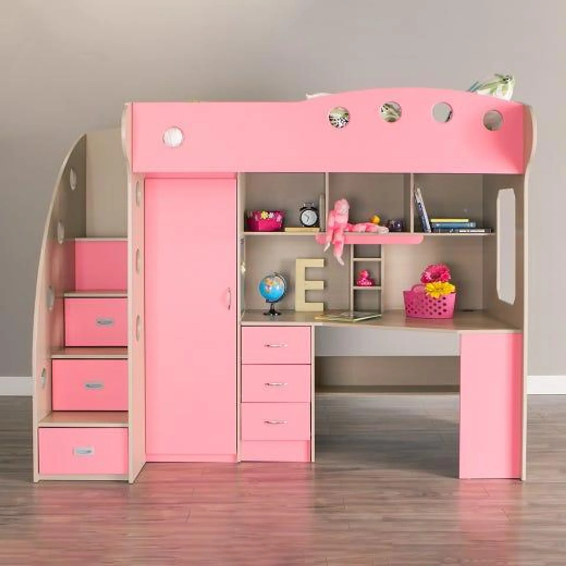 Loft Bed With Desk And Storage (Twin)