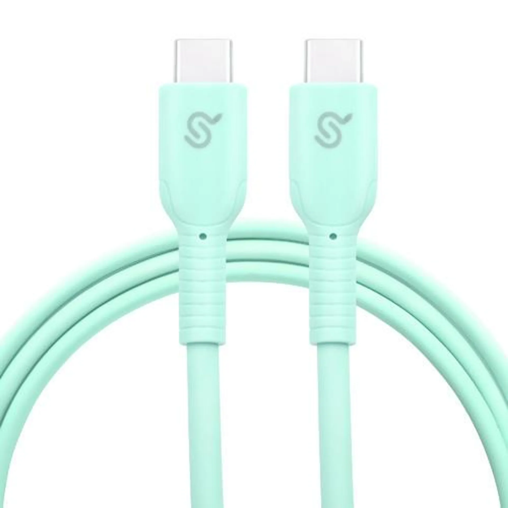 Ultra-soft USB2.0 Type-C to Type-C Charging silicone cable, 3.28 ft - PrimeCables® - Green