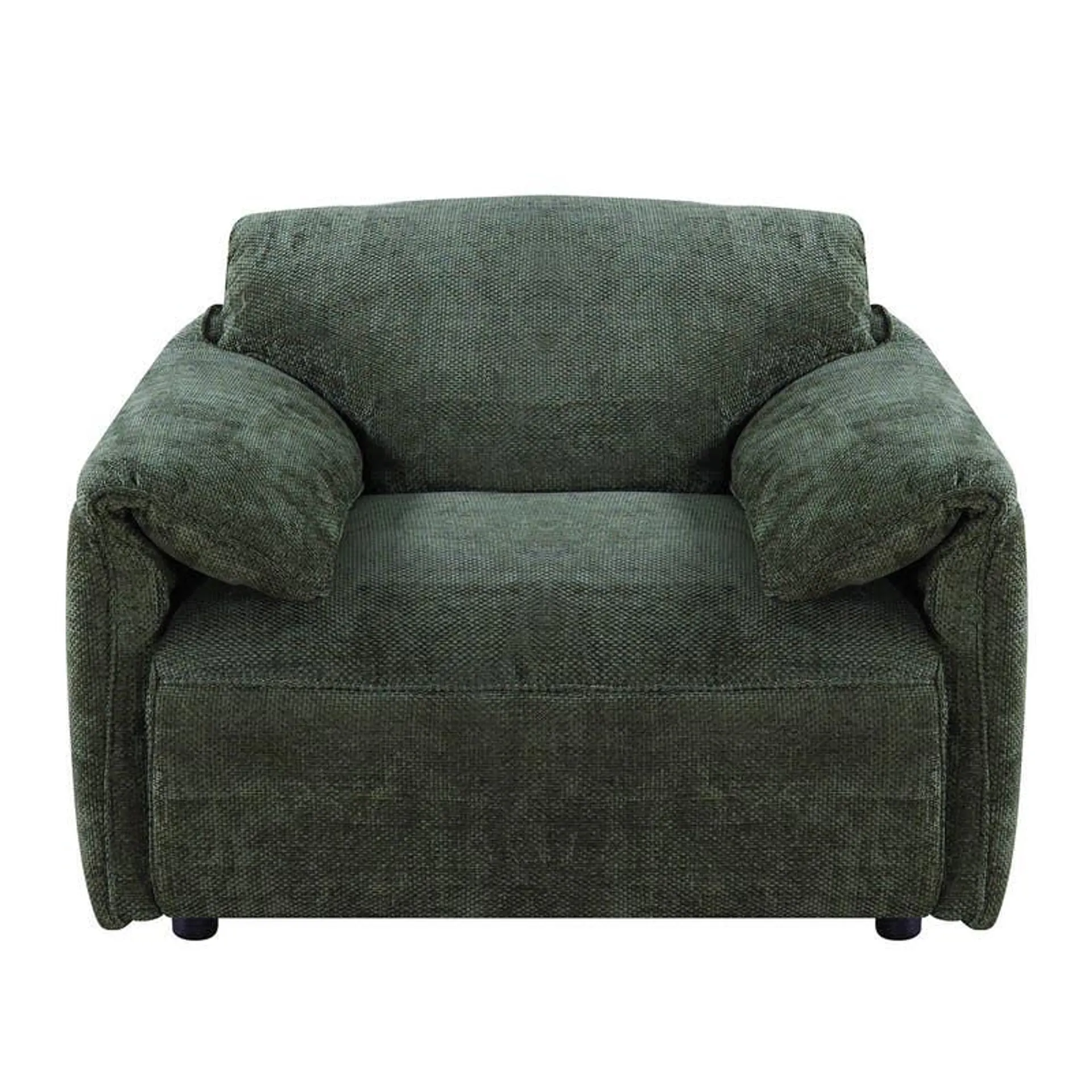 Fauteuil en velours texturé avec plumes - vert foncé
