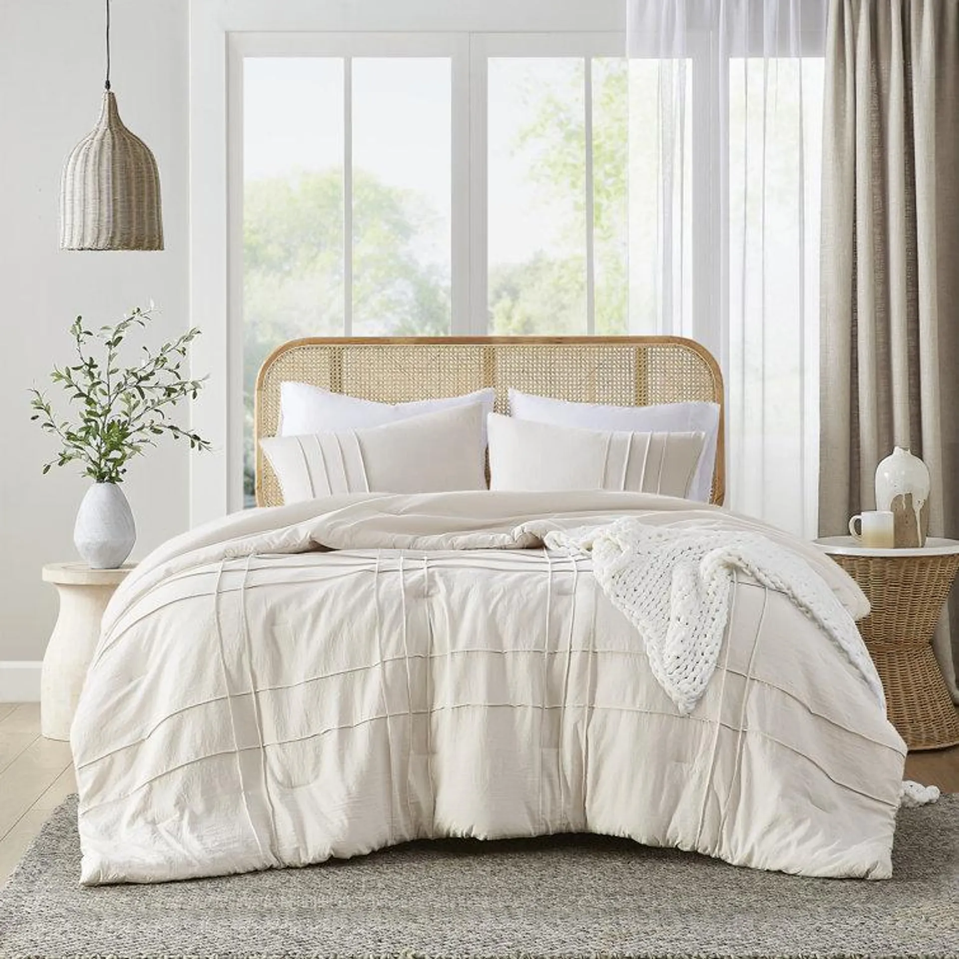 Seamus Pinch Pleated Soft Washed Boho Comforter Set