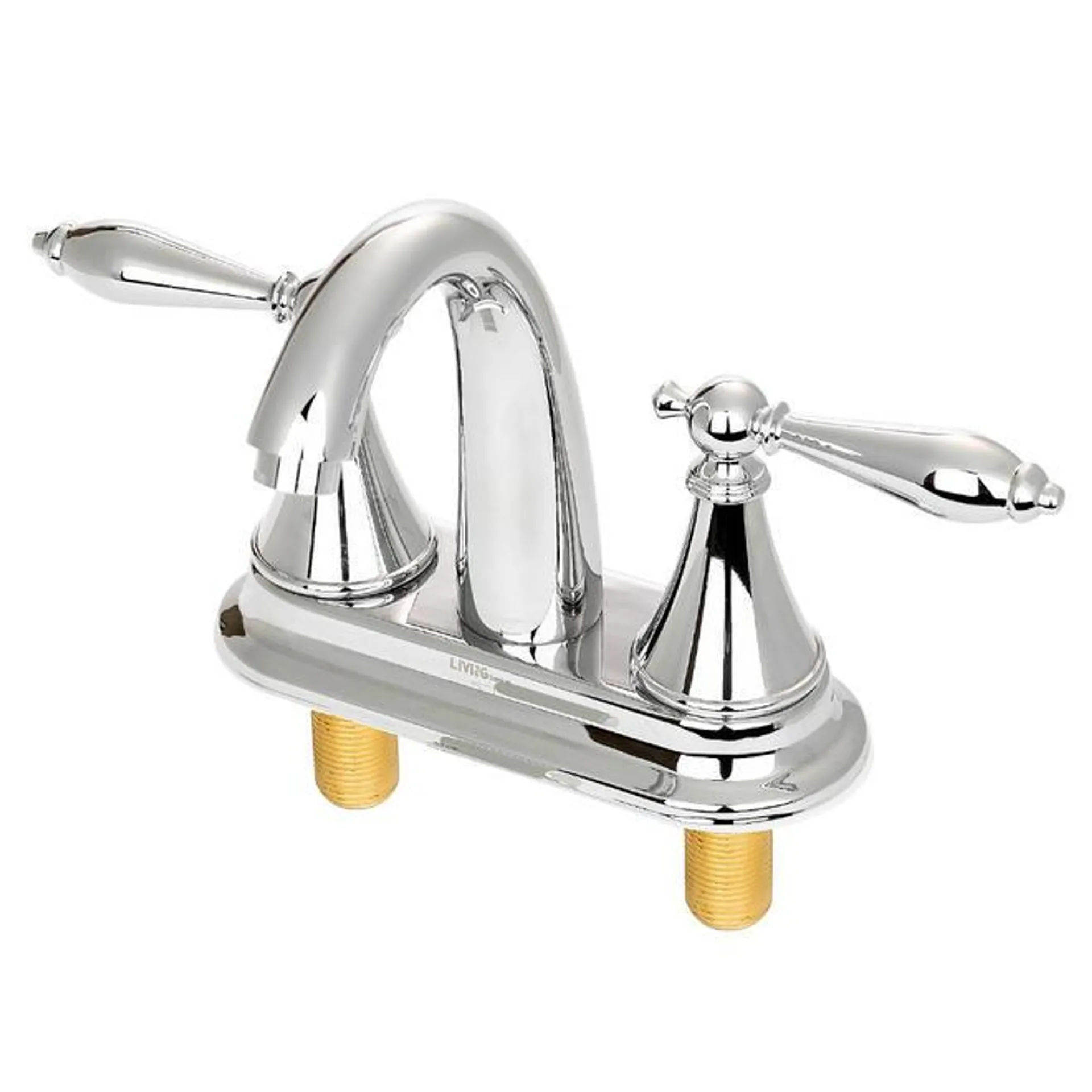 Double-Handle Central Bathroom Sink Faucet with Hot and Cold Water, Light Chrome - LIVINGbasics®