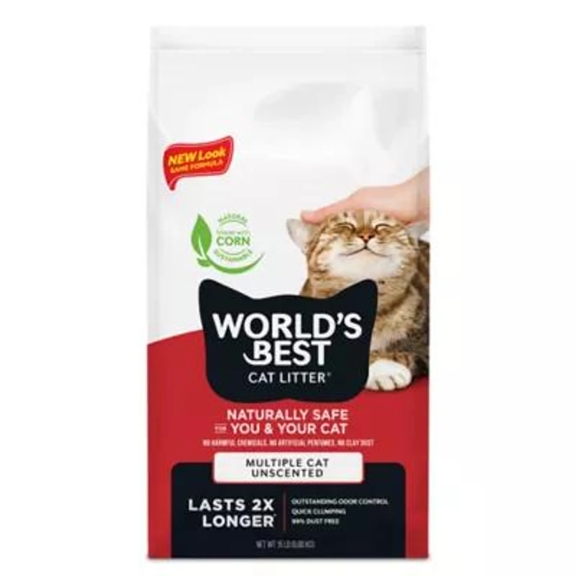 World's Best Cat Litter Multiple Cat Clumping Litter - Flushable, 99% Dust Free, Clumping, 15 LB