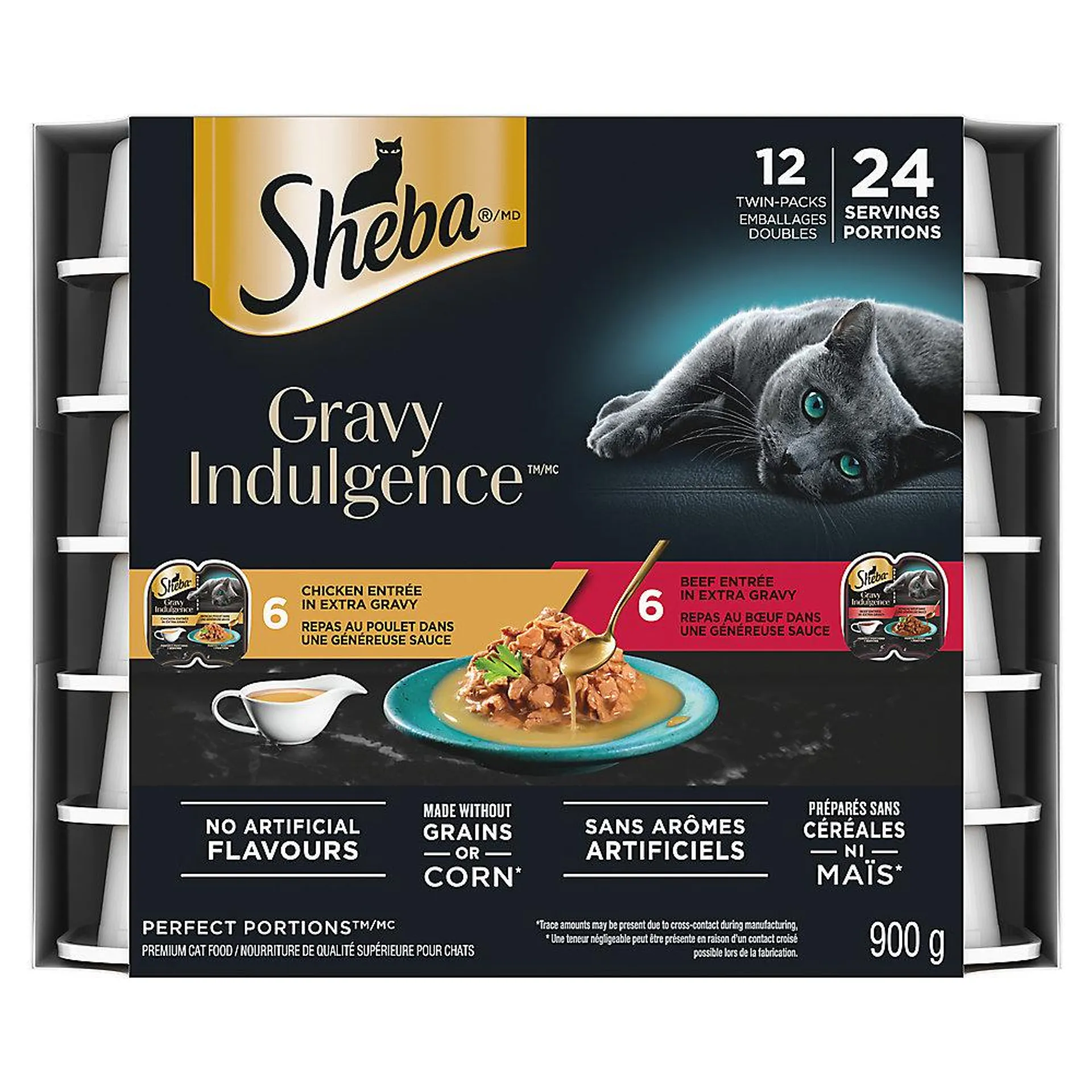 SHEBA Gravy Indulgence Perfect Portions Adult Wet Cat Food - Variety Pack 12 Count