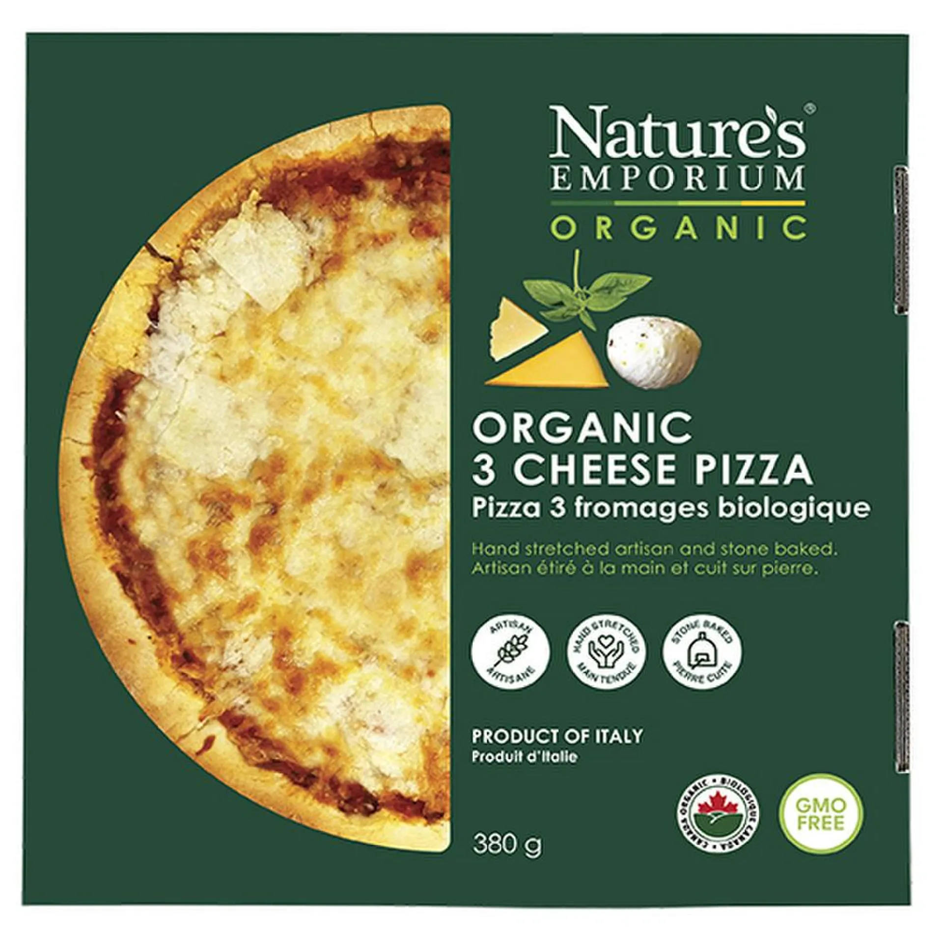 Natures Emporium Organic Artisan Three Cheese Pizza 380 g