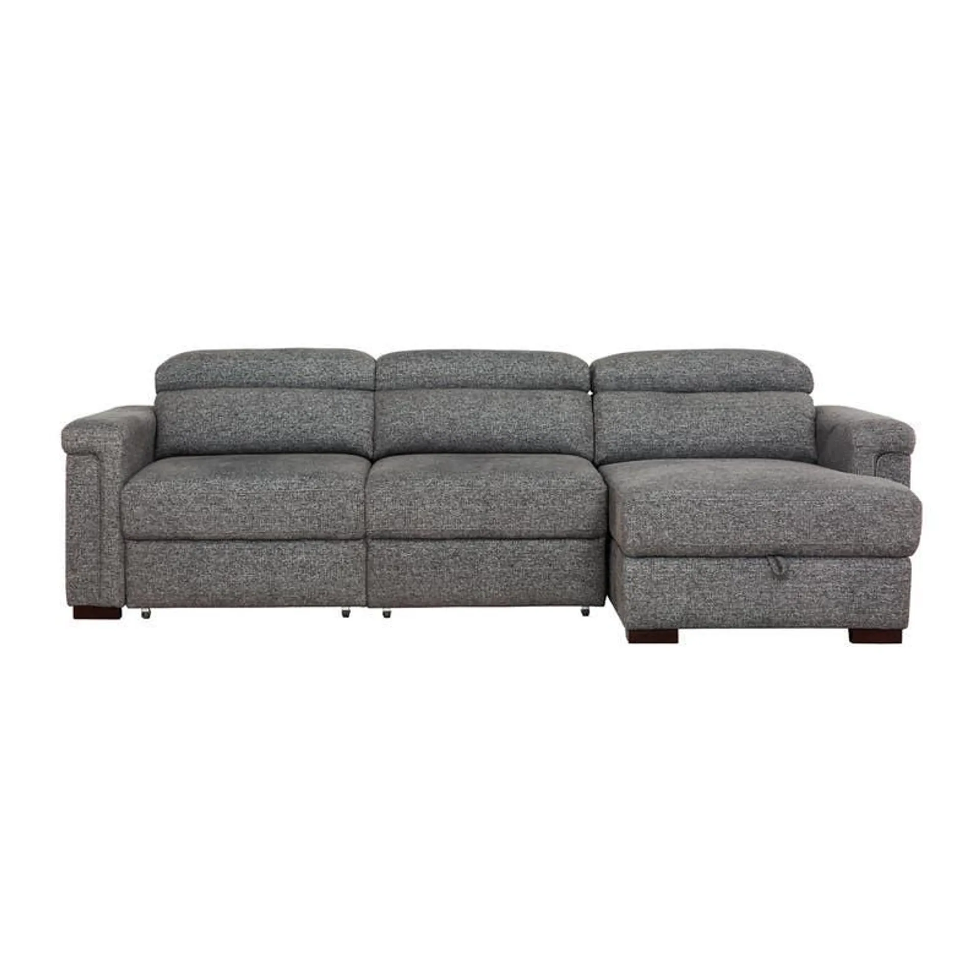 Sectionnel électrique avec sièges coulissants et chaise longue