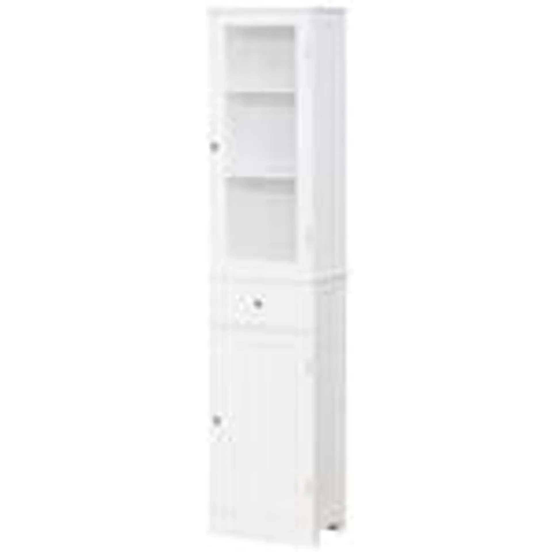 67.5-inch H Storage Cabinet Organizer Tower with Multiple Shelves & Drawer in White