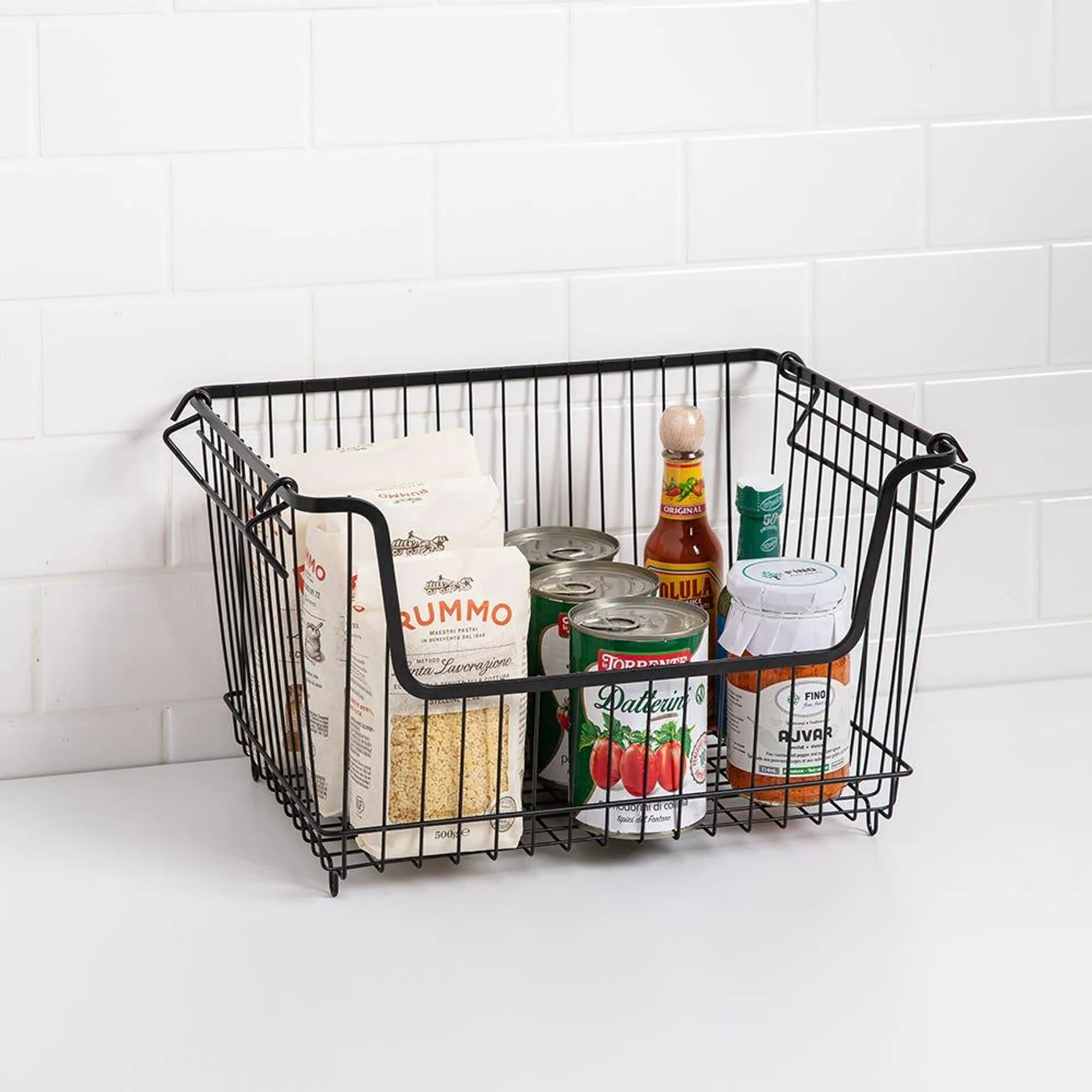 KSP Ashley Stacking Wire Basket Large (Matte Black) 36 x 27 x 22.5 cm