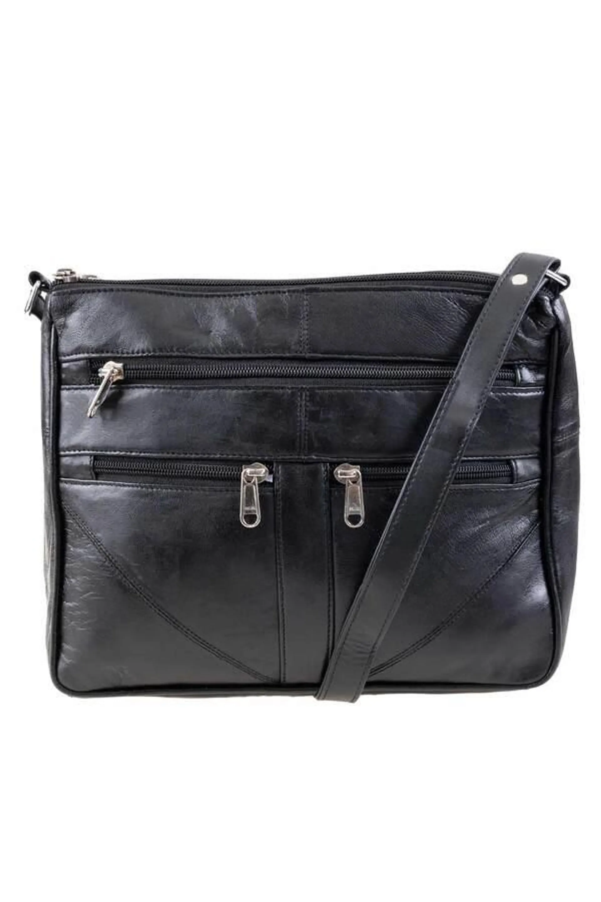 Genuine leather slim cross-body bag