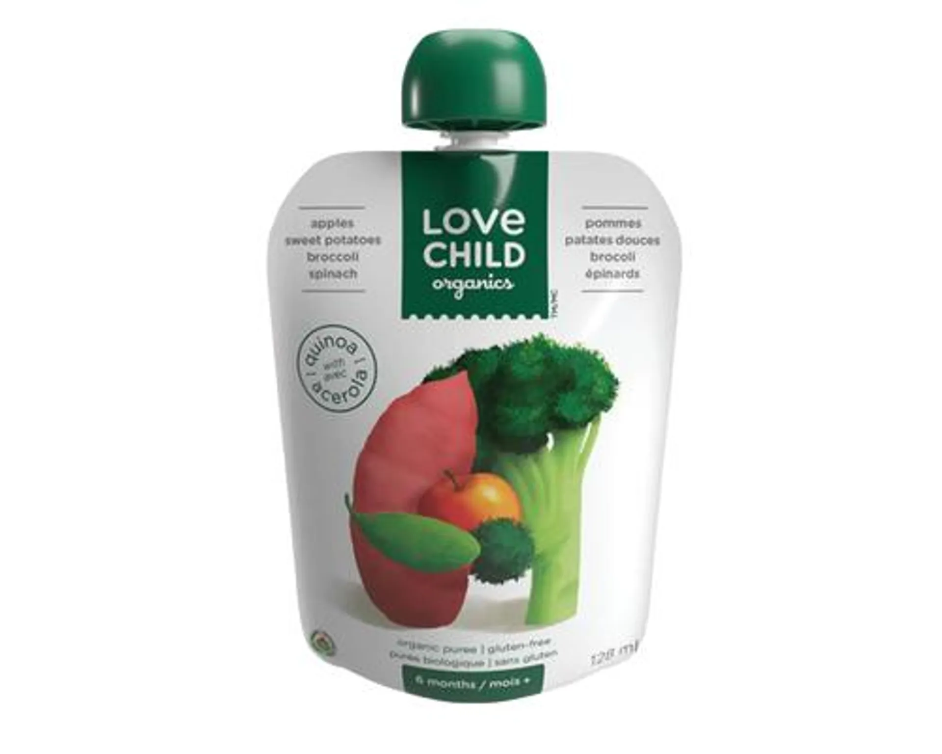 Love Child Organic Puree Apple Sweet Potatoe Broccoli & Spinach 128mL