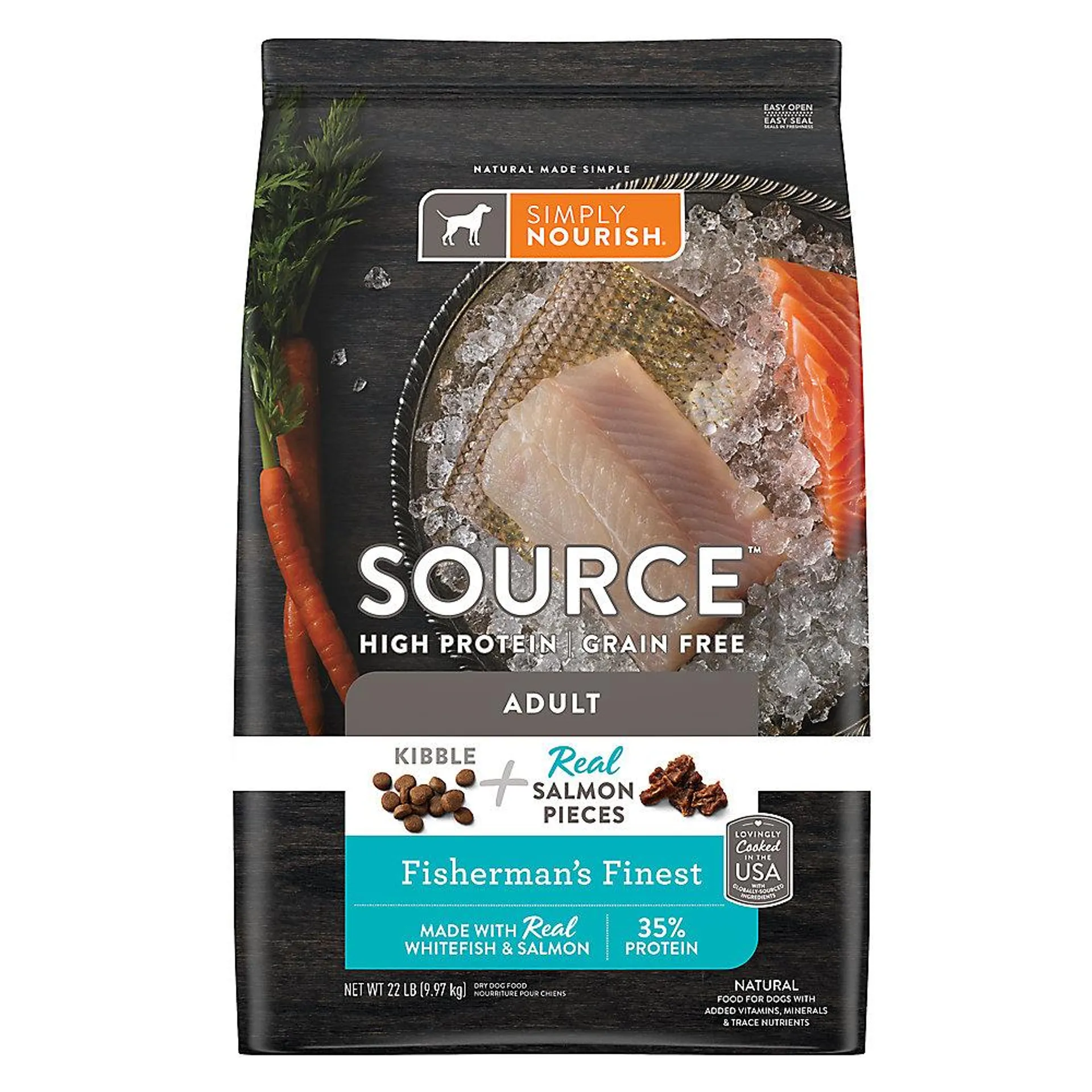 Simply Nourish® Source Kibble + Adult Dry Dog Food - Salmon, High-Protein, Grain Free